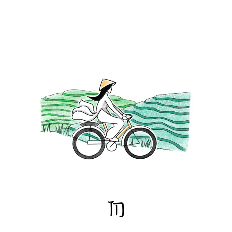 Vietnam - Lady Riding a Bike