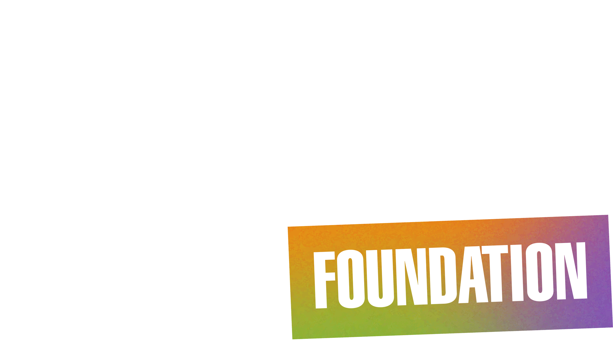 Bold black text on a white background that says "ANIMAL SAVE CLIMATE HEALTH" with a colorful gradient rectangle containing the word "FOUNDATION" in white text.