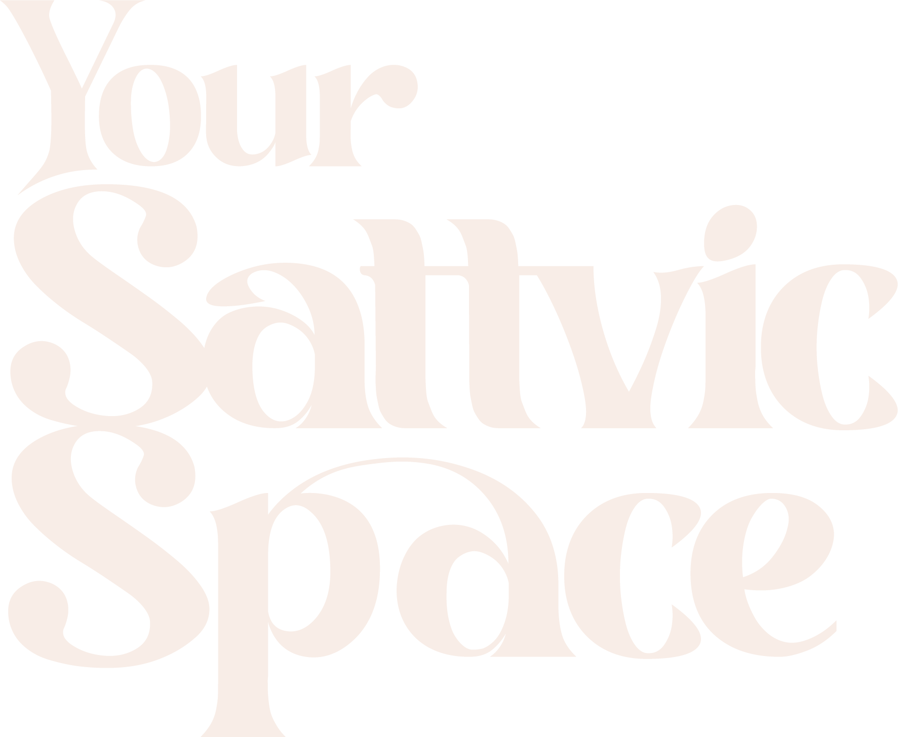 Off-white text saying 'Your Sattvic Space' in a stylised, curvy font.
