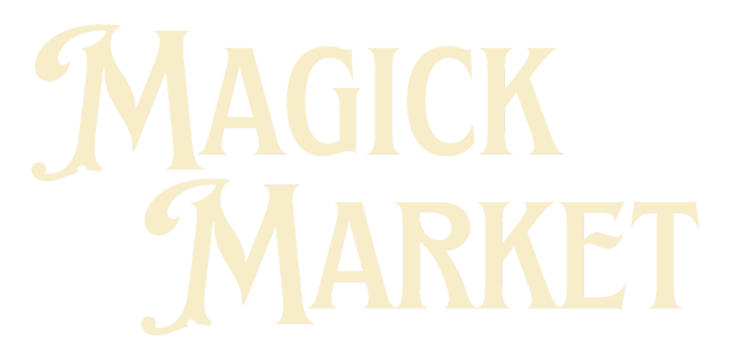 Text that reads 'Magic Market' in decorative font on a black background.