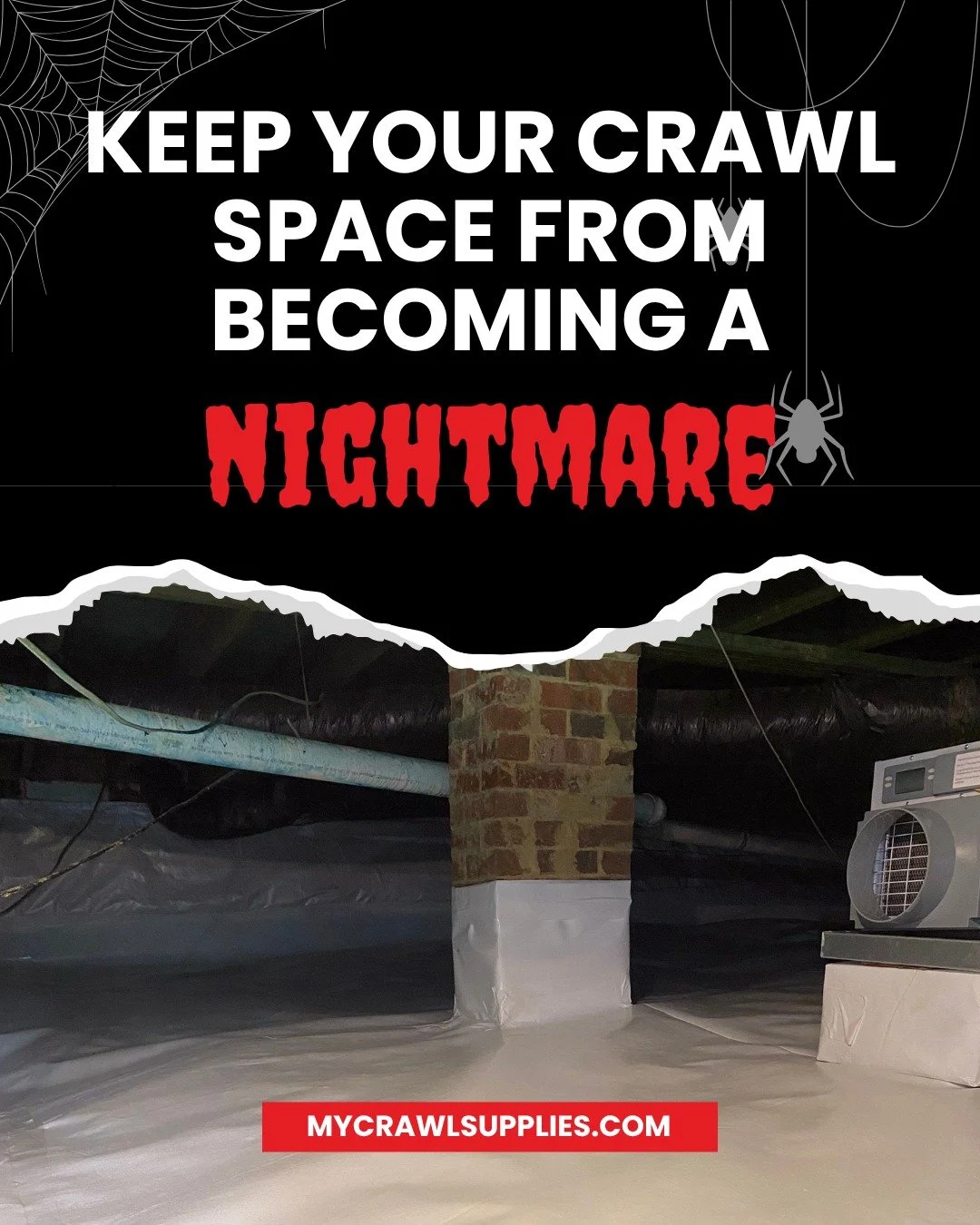 🎃 Don&rsquo;t let your crawl space turn into a horror story! Keep things dry, insulated, and protected with our top-rated vapor barriers, dehumidifiers, and more &mdash; trusted by crawl space pros across North Carolina.

Shop now at mycrawlsupplies