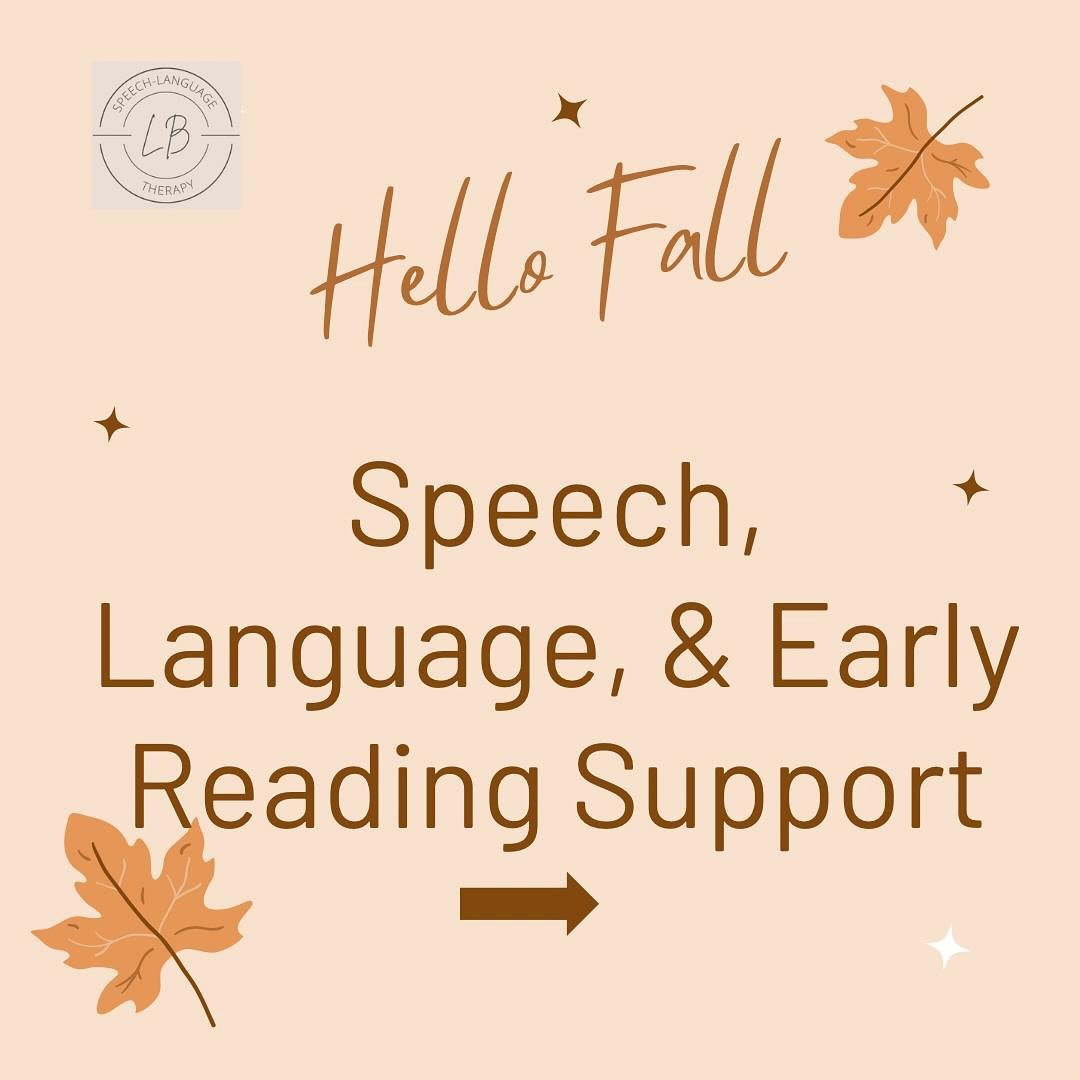 🍂Fall is almost here! We have limited spots available for ages 1-5 this fall 

🍂Our sessions focus on speech, language, and early reading developmental 

🍂Sessions are tailored to match the child&rsquo;s age and developmental level and focus on:


