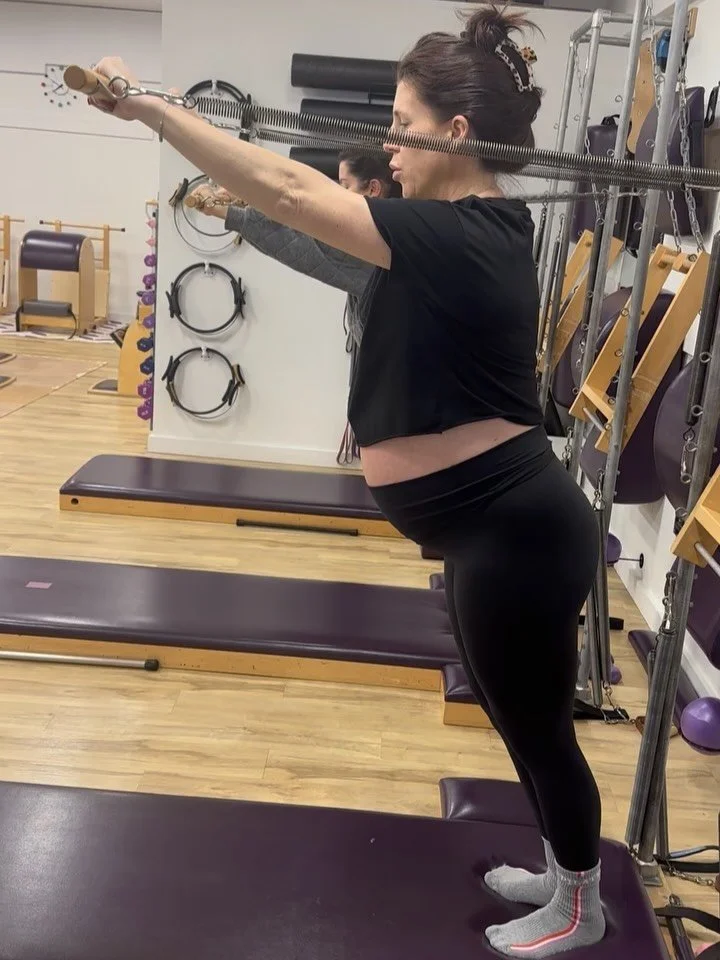 This amazing lady- 9 months pregnant with 5 year old twins and a full time job &mdash; still showing up for Pilates and herself! Lauren - you are truly an inspiration! 
Shout out to her instructors @michellelynno , @cate.escueta , and @lucyyigao  and