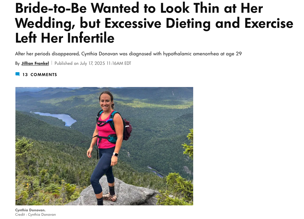 I Lost My Period Trying to Be Thin for My Wedding”: What Every Active Woman Needs to Know About Hypothalamic Amenorrhea and Infertility