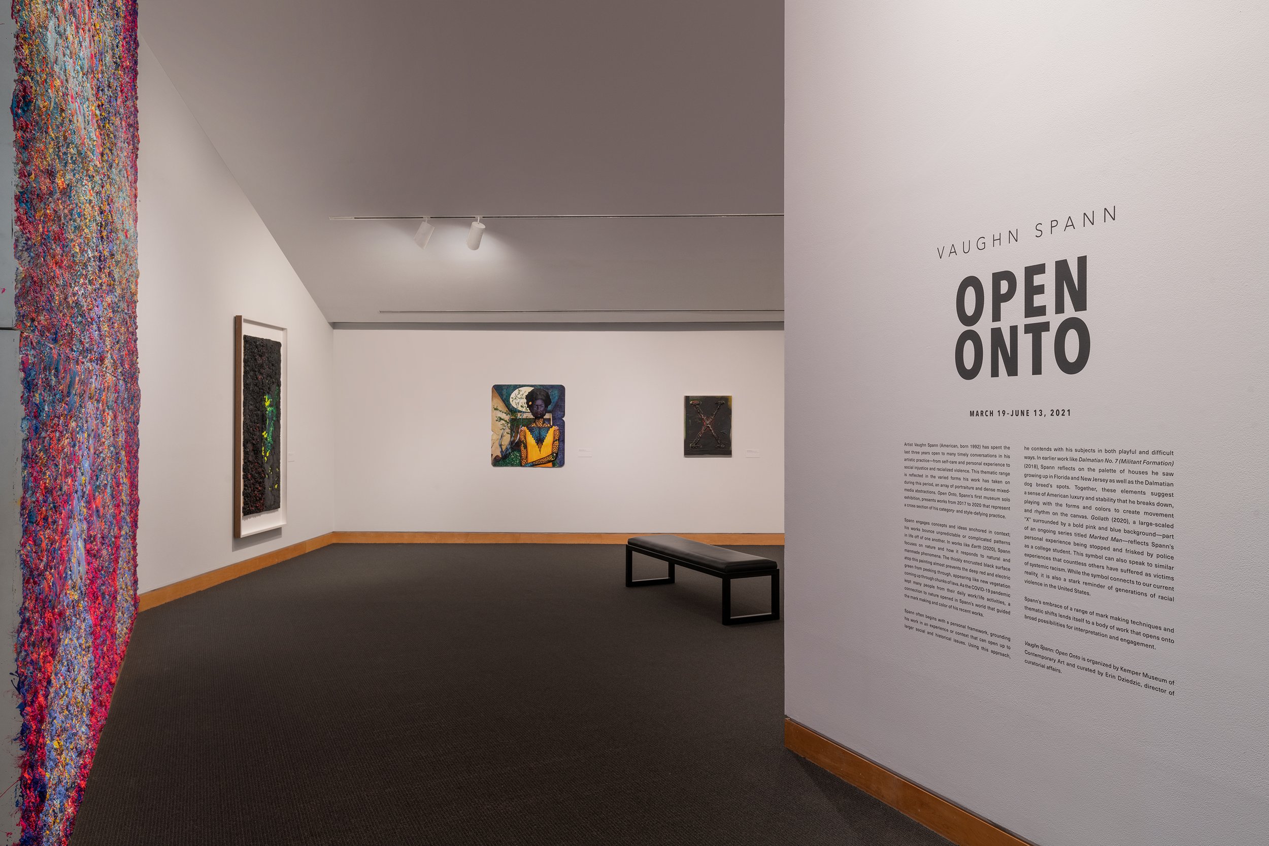 Installation view, "Vaughn Spann: Open Onto," March 19–June 13, 2021, Charlotte Crosby Kemper Gallery, Kemper Museum of Contemporary Art. Photo: E. G. Schempf, 2021.