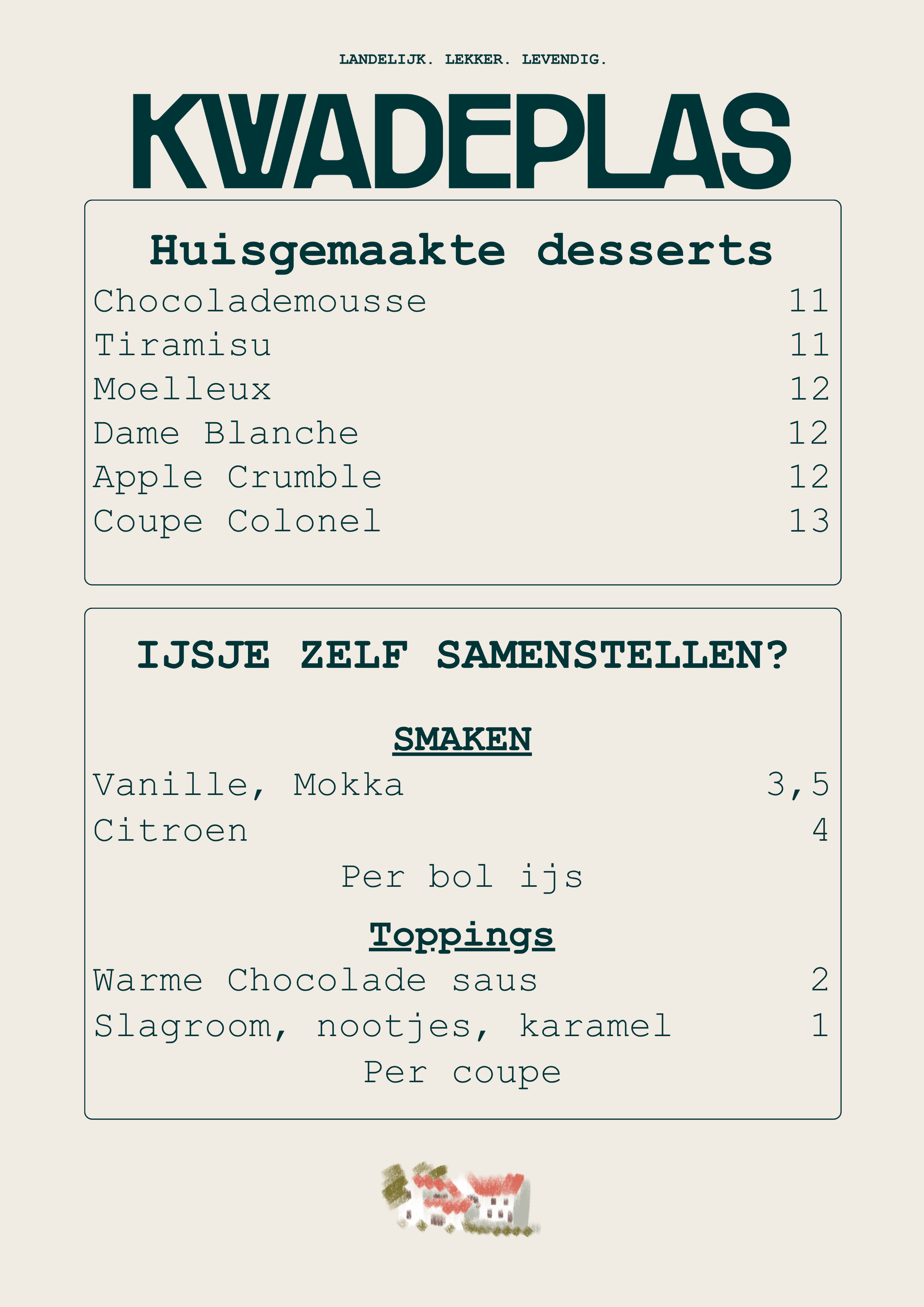 Warme en koude desserten menukaart