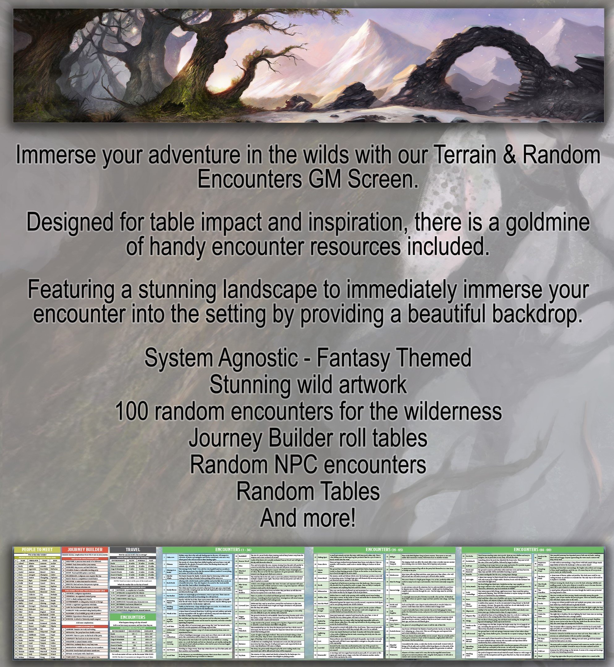 GM Screen - Terrain & Random Encounters (inc 100 encounters)