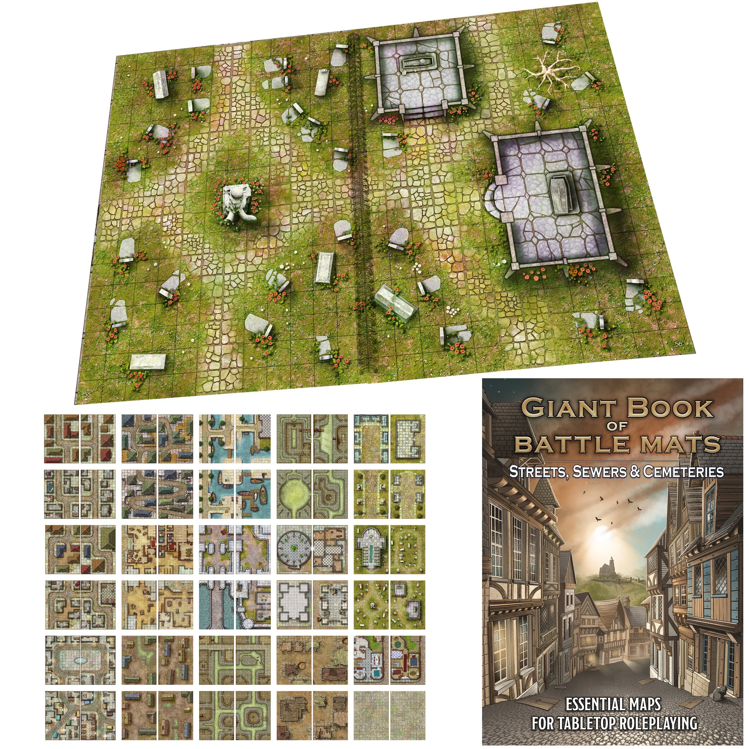 Giant Book of Battle Mats - Streets, Sewers & Cemeteries (17x12