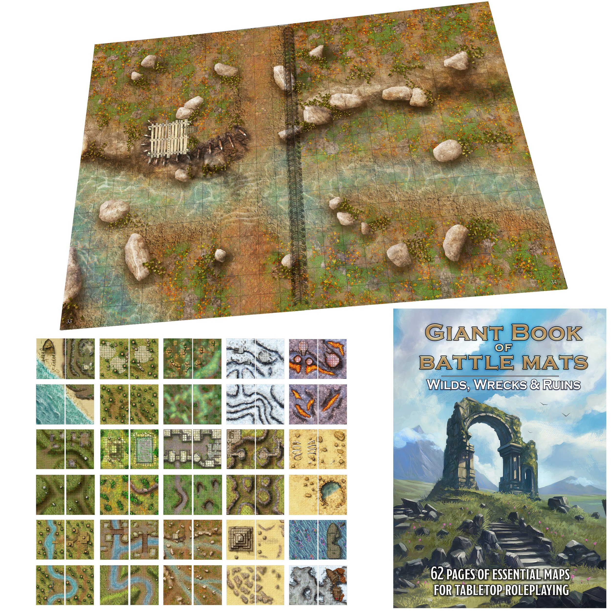 Giant Book of Battle Mats - Wilds, Wrecks & Ruins (17x12”)