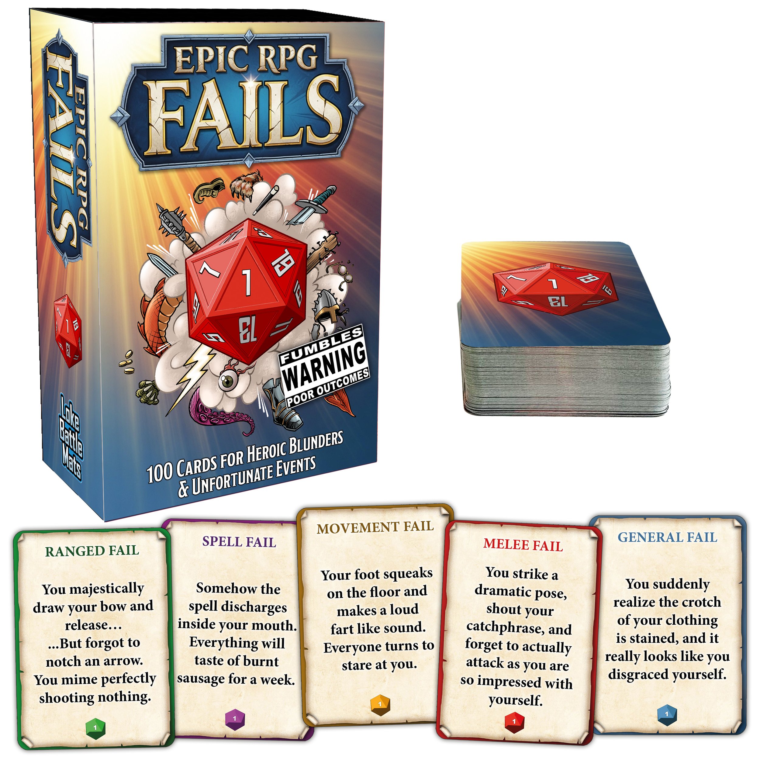 Epic RPG Fails - 100 Cards to roleplay those DnD Disasters! Pre order to ship in March.
