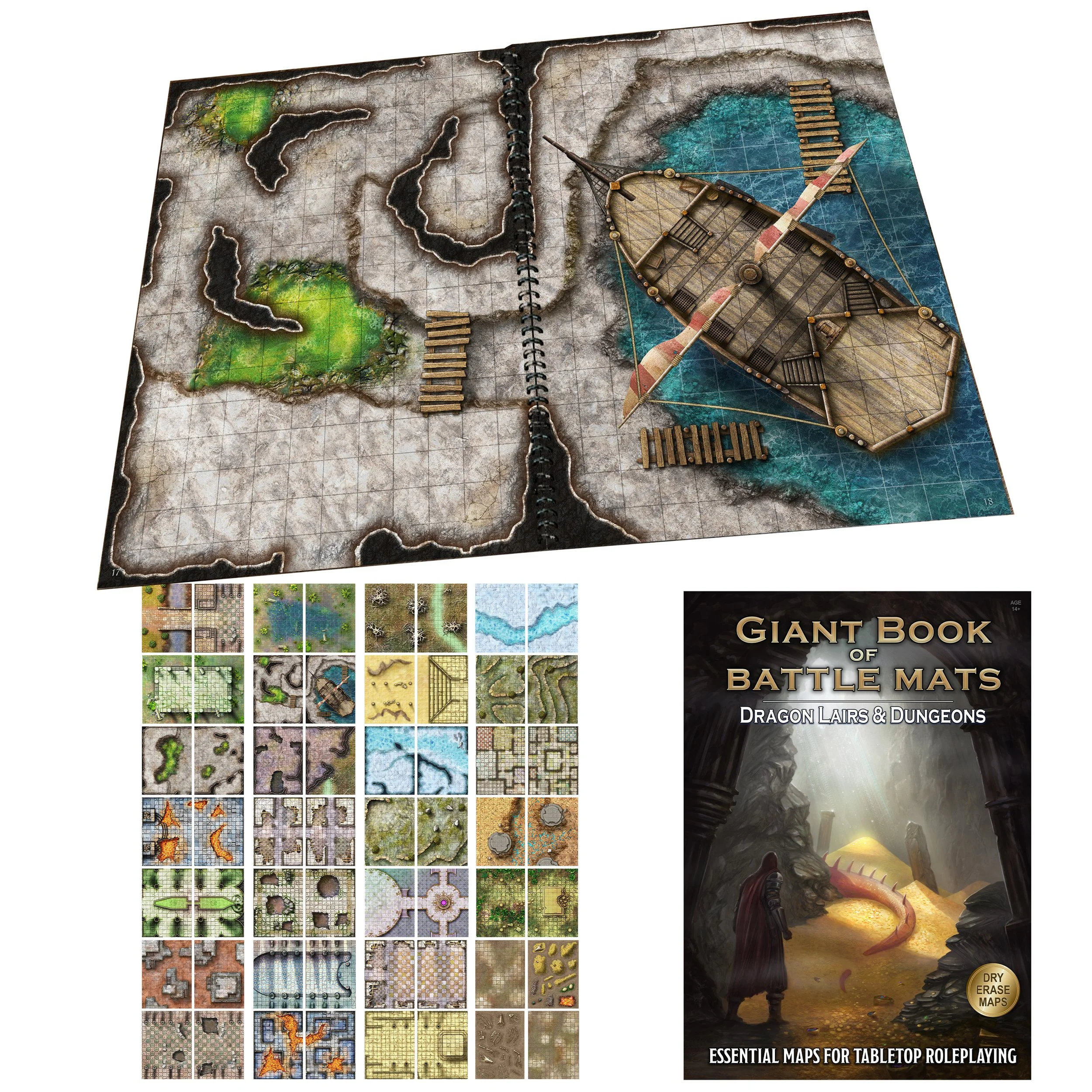 Dragon Lairs & Dungeons Giant Book of Battle Mats (17x12