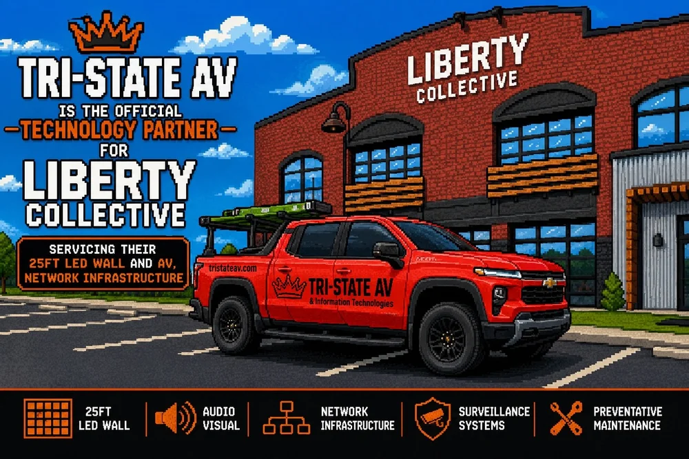 Liberty Collective customer spotlight graphic with the Tri-State AV truck