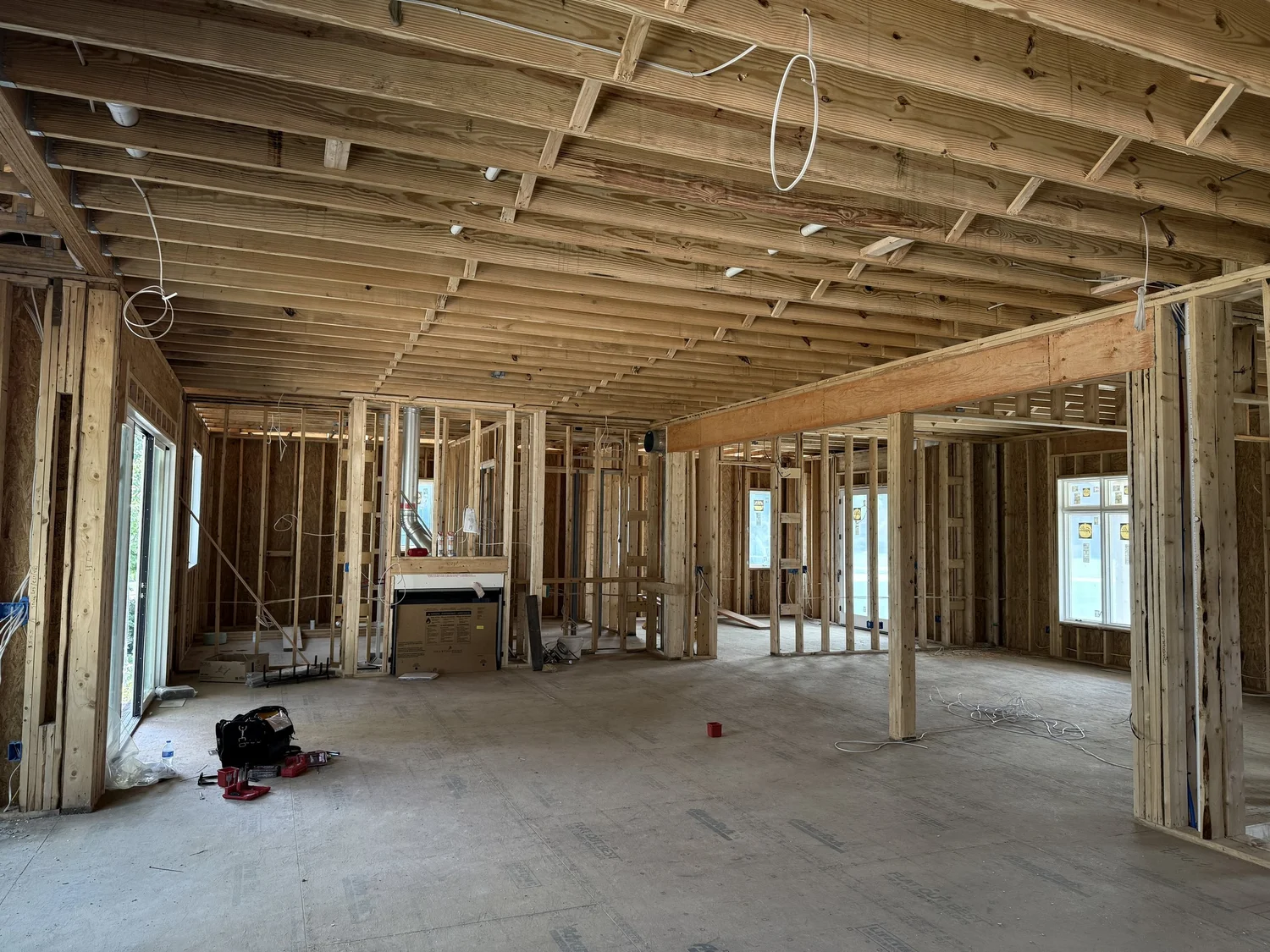 Framed renovation space ready for low-voltage pre-wire