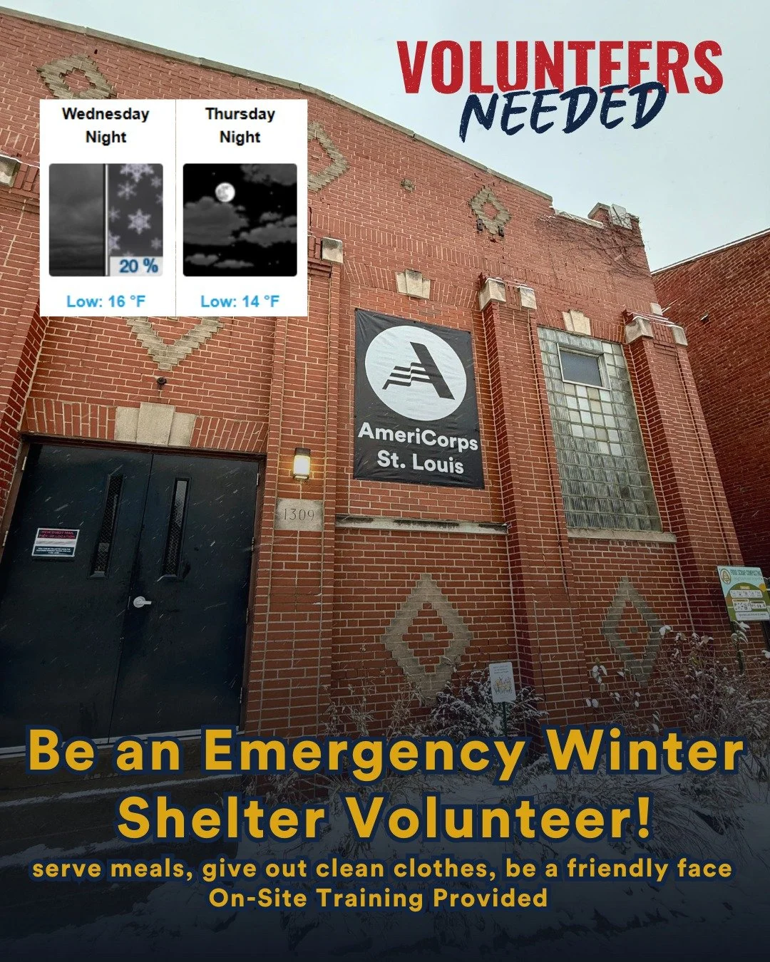 Winter Shelter Volunteers Needed: Week of December 1-7 ❄️

This week, our winter shelter will activate for the first time this season. It is a very rewarding and eye opening experience; on nights this cold the unhoused community has a true need for a