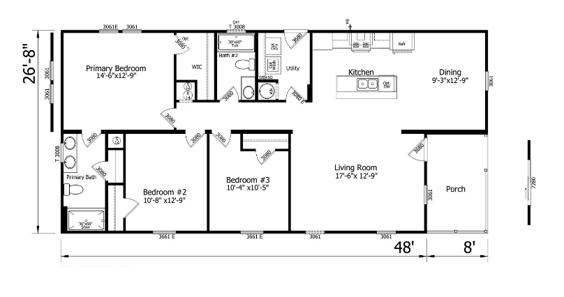 Key Largo 28x56 3 Bed 2 Bath (1,387 Sq Ft) - THE GULF