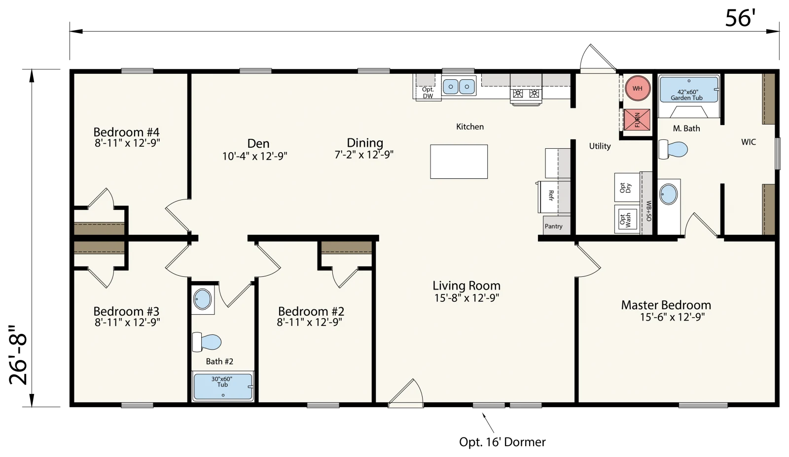 Prime 28x56 4 Bed 2 Bath (1,493 Sq Ft) — Florida Value Homes