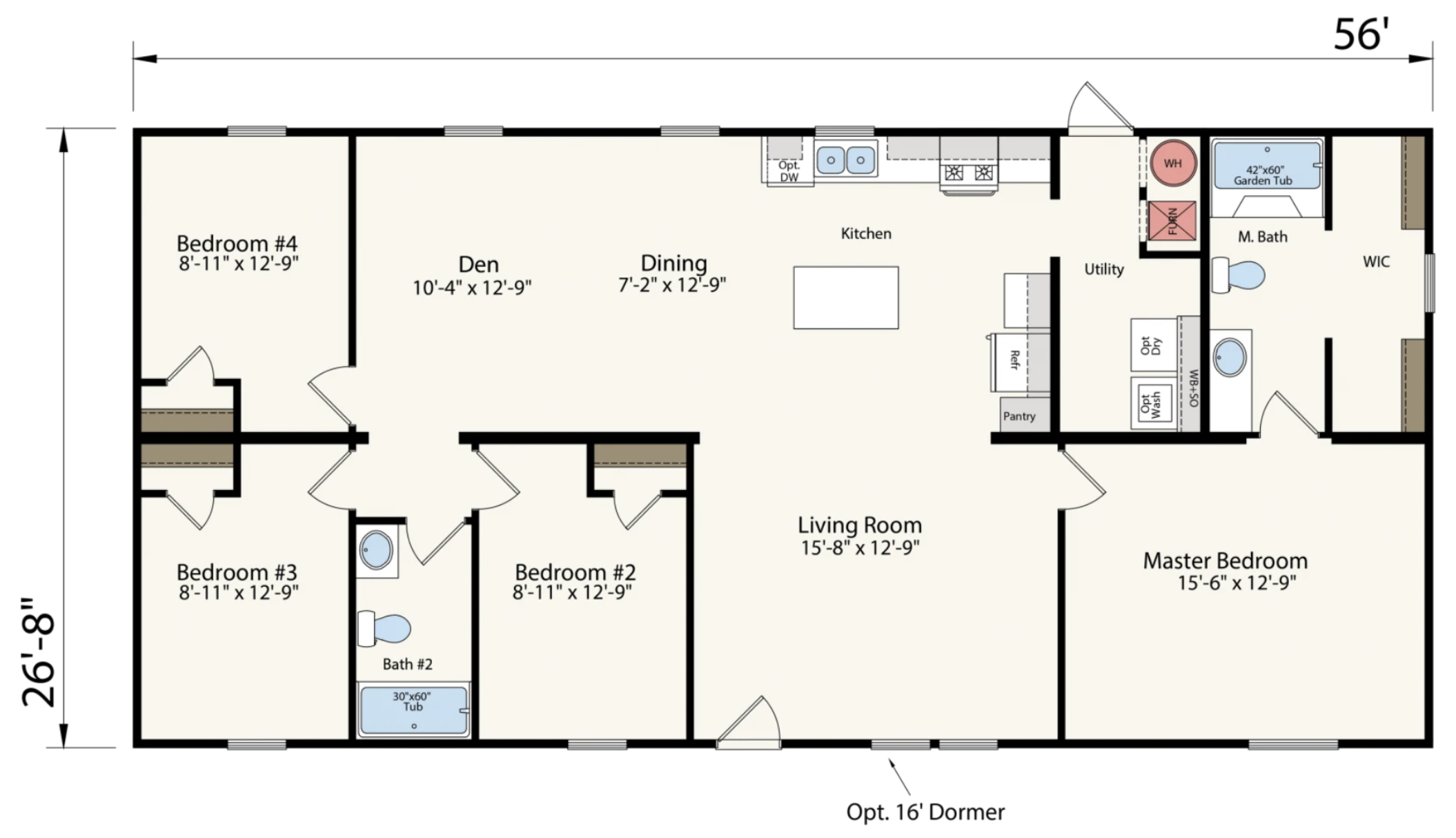 Lake Manor 28x56 4 Bed 2 Bath (1,493 Sq Ft)