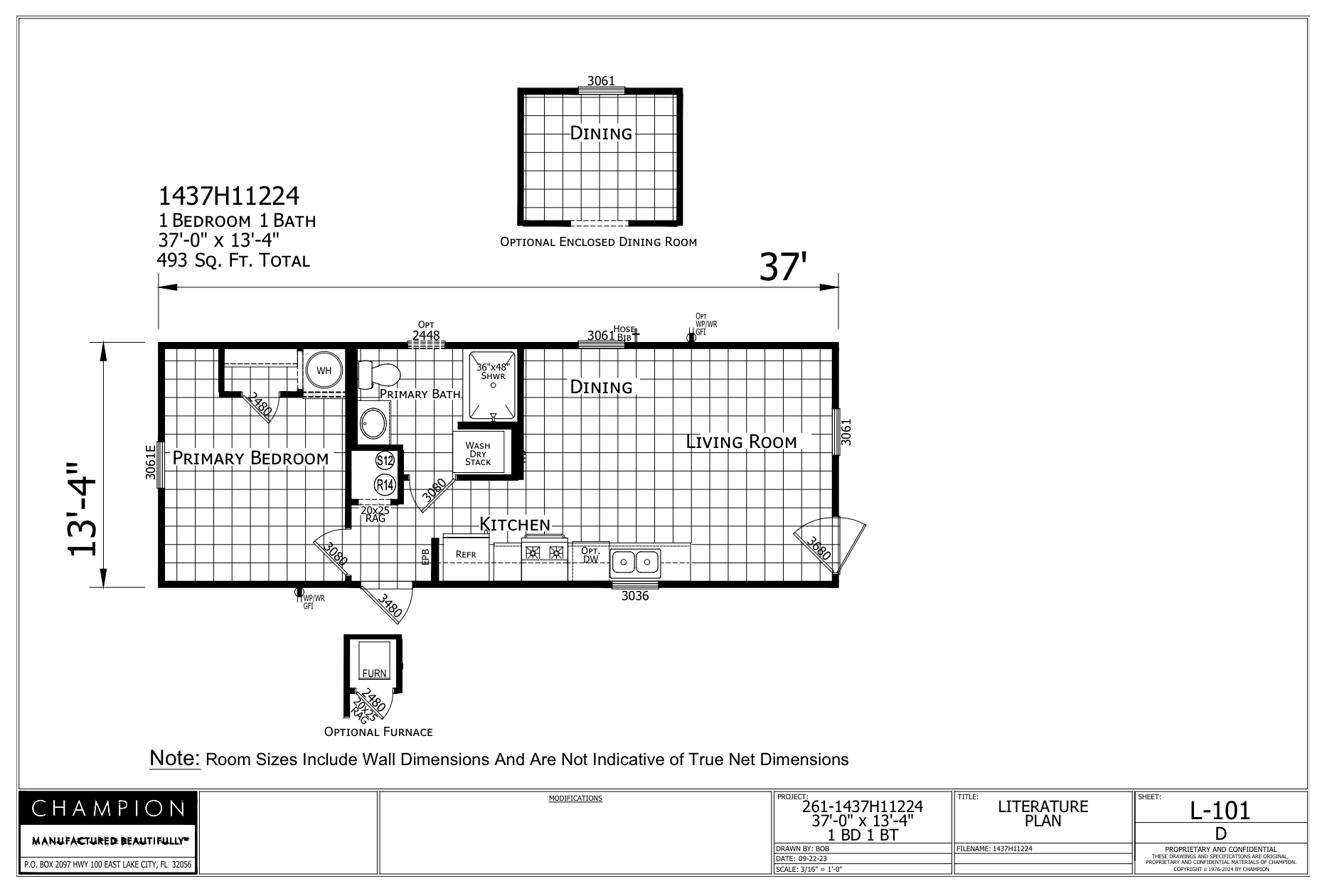 Prime 14 x 37 1 Bed 1 Bath