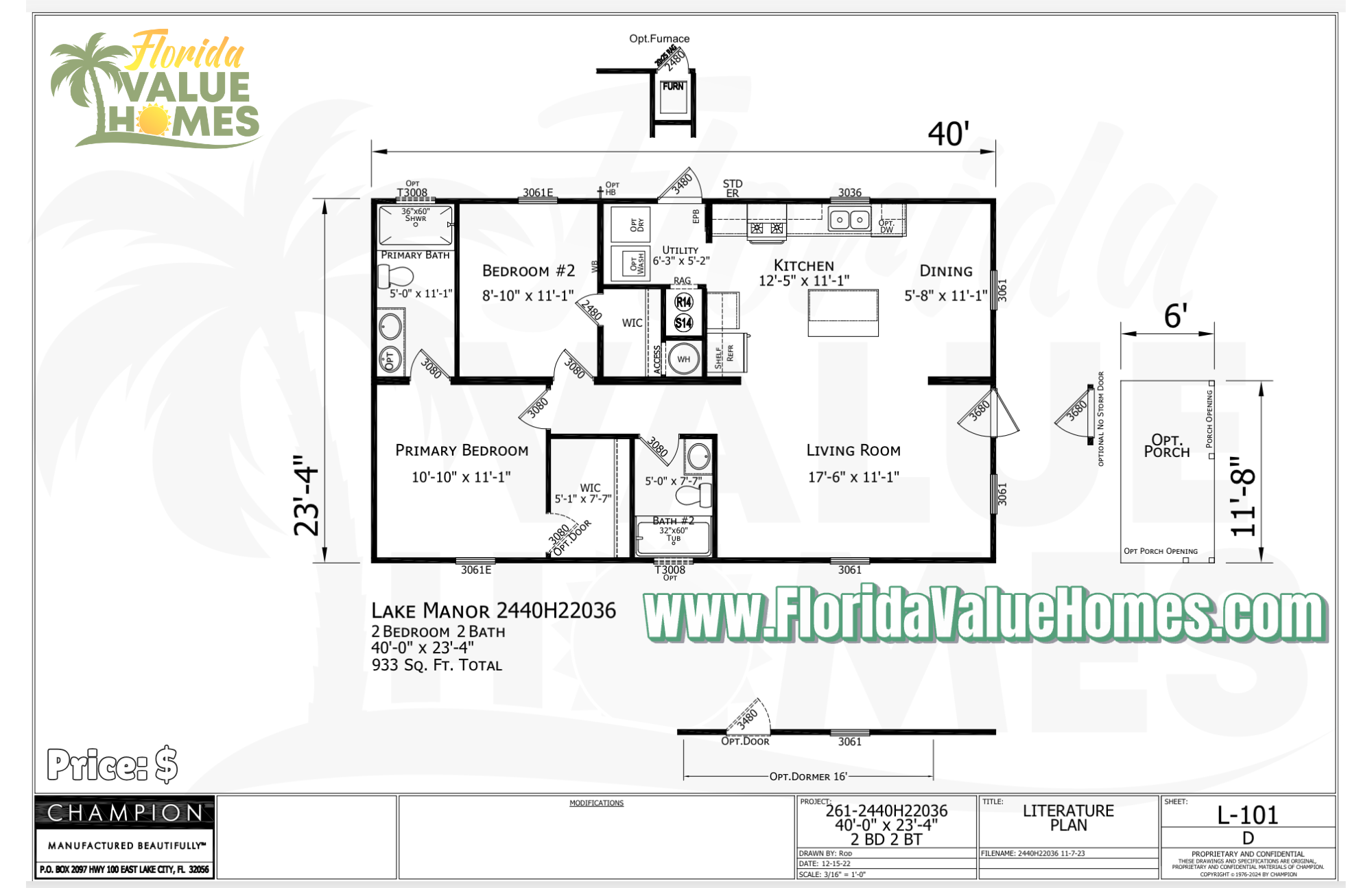 Lake Manor 24 x 44 2B/2BA