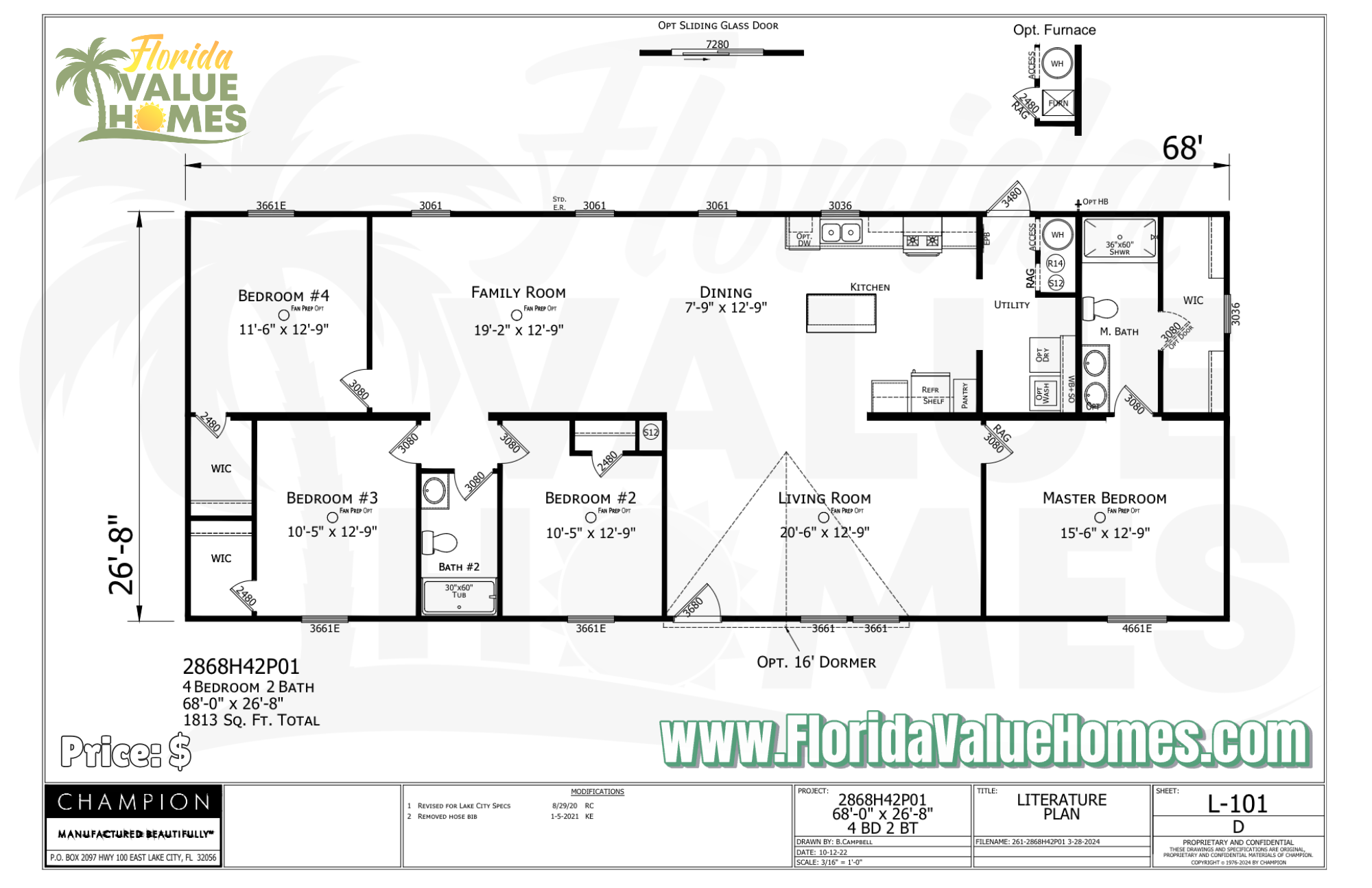 Champion prime 28 x 68 4 Bed 2 bath 1,813 Sq ft