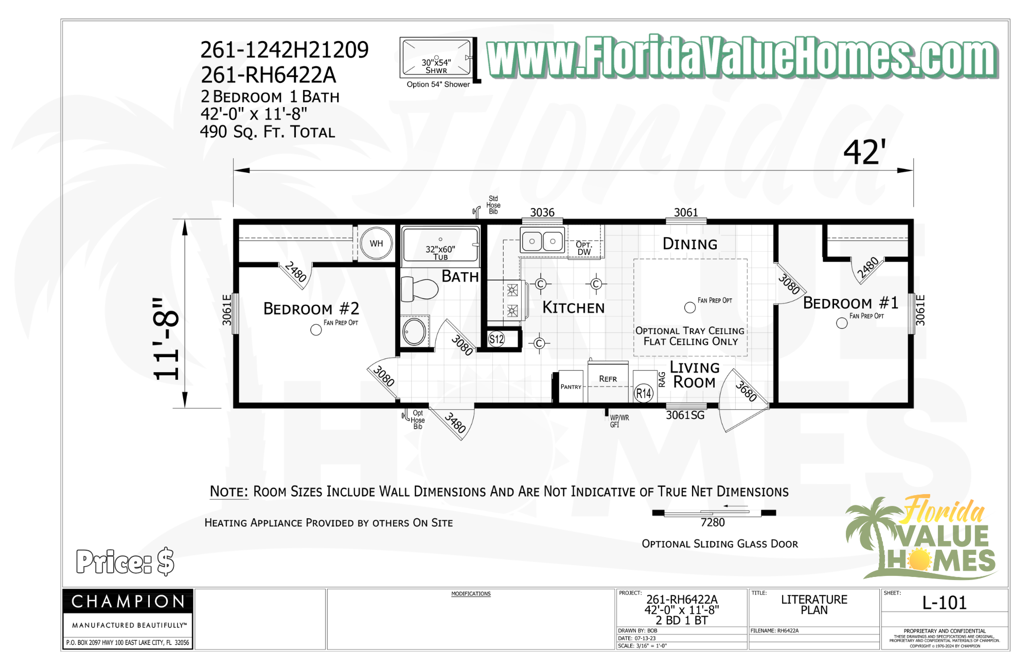 Redman 12x42 2 Bed 1 Bath (490 Sq Ft)