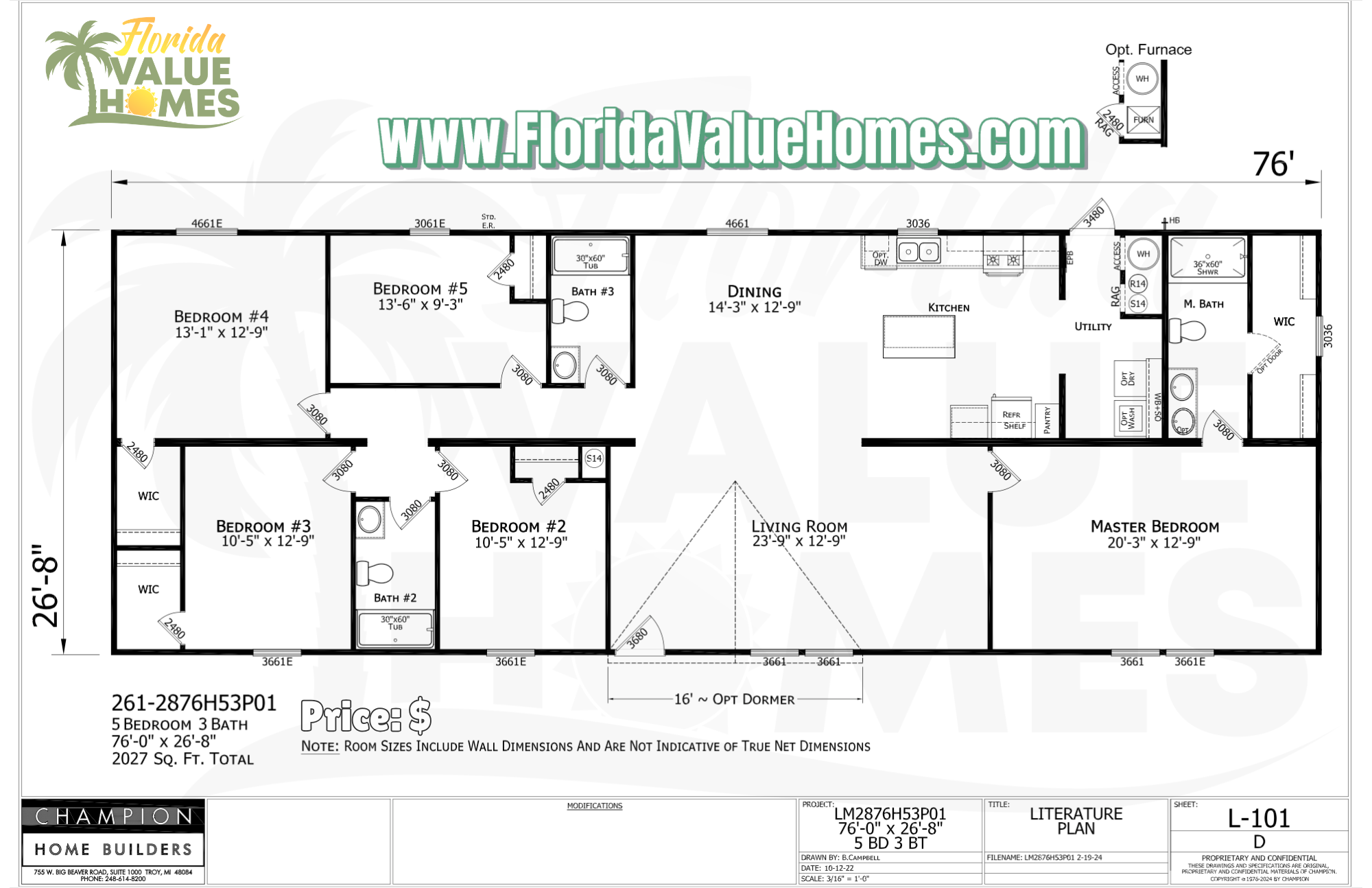Lake Manor 28x76 5 Bed 3 Bath (2,027 Sq Ft)