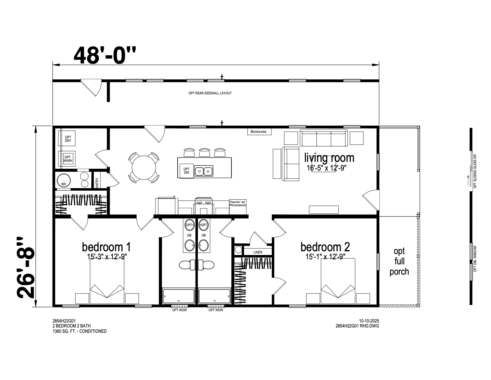 Key Largo 28x54 2 Bed 2 Bath (1,360 Sq Ft) - GRAND CAYMAN - 2854H22G01