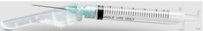 Syringe with Hypodermic Needle Sol-Care™ 3 mL 1/2 Inch 22 Gauge Hinged Safety Needle Regular Wall