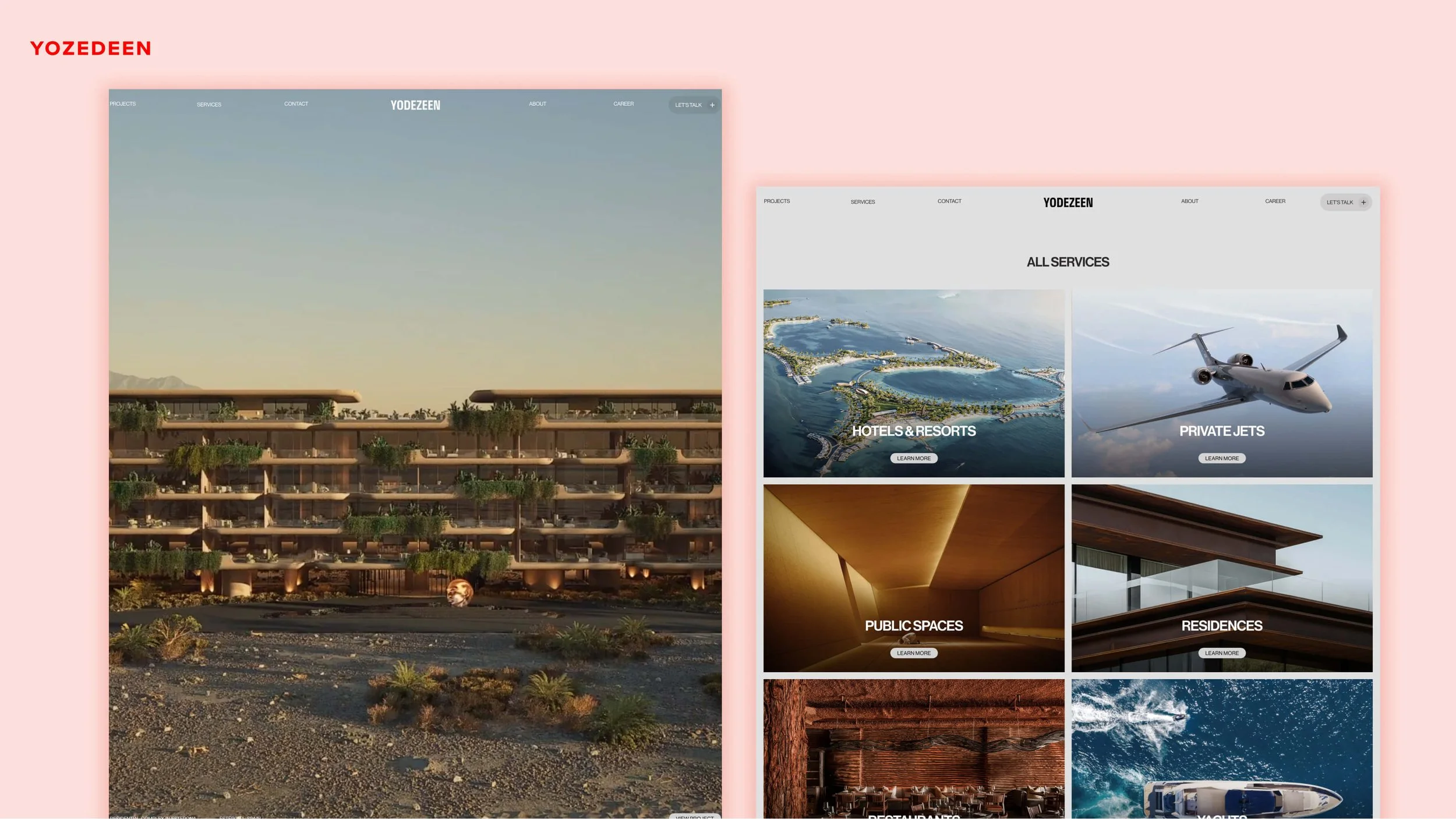 Screenshots from the website, Yodezeen.