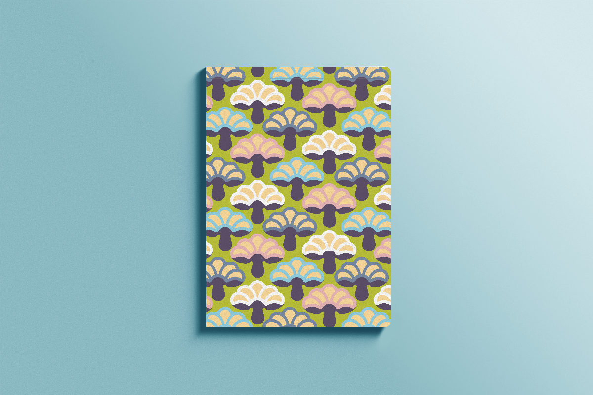 The Caterpillar's Mushroom Blank Sketchbook designed by Chiara Aliotta. Limited Edition Stationery.
