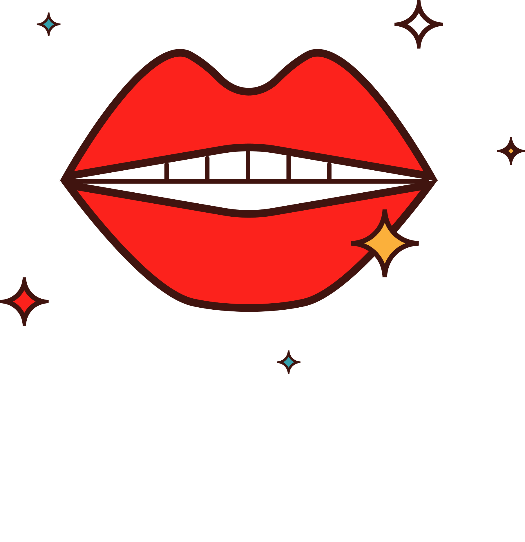 Official logo and branding graphic for Creative Exchange by Until Sunday Studio, featuring white stylized text beneath a retro illustration of open red lips with diamond sparkles on a dark teal background.