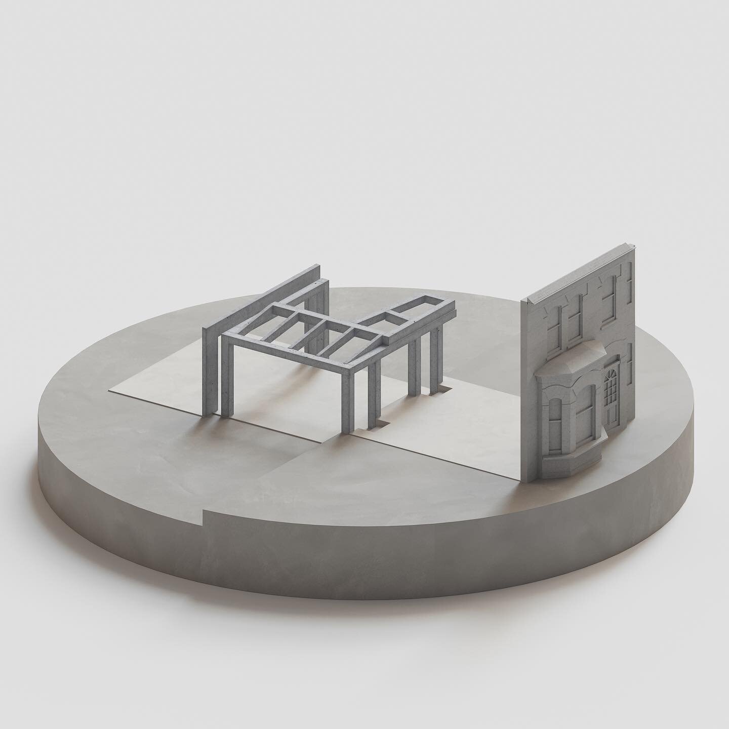 1:50 Framework House Concept Model 
+ 
Exposed framework looking toward kitchen and front of property. 

Photography by @arorygardiner | featured today in @archdaily