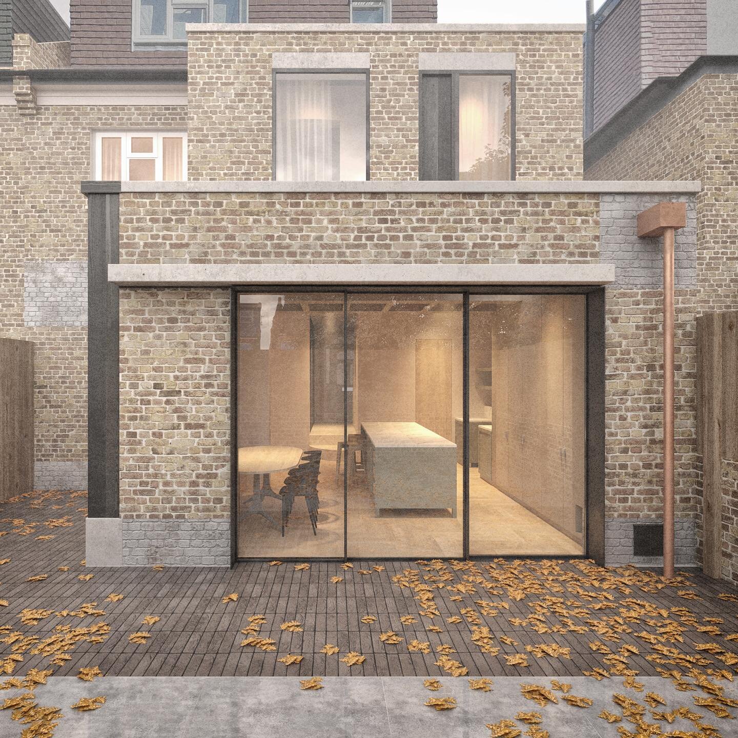 Starting off 2023 with work-in-progress #renders of our latest project in London. 

The existing extension is retained, the floor lowered and the windows upgraded. The south and west facing facades are then &lsquo;re-clothed&rsquo; with additions to 