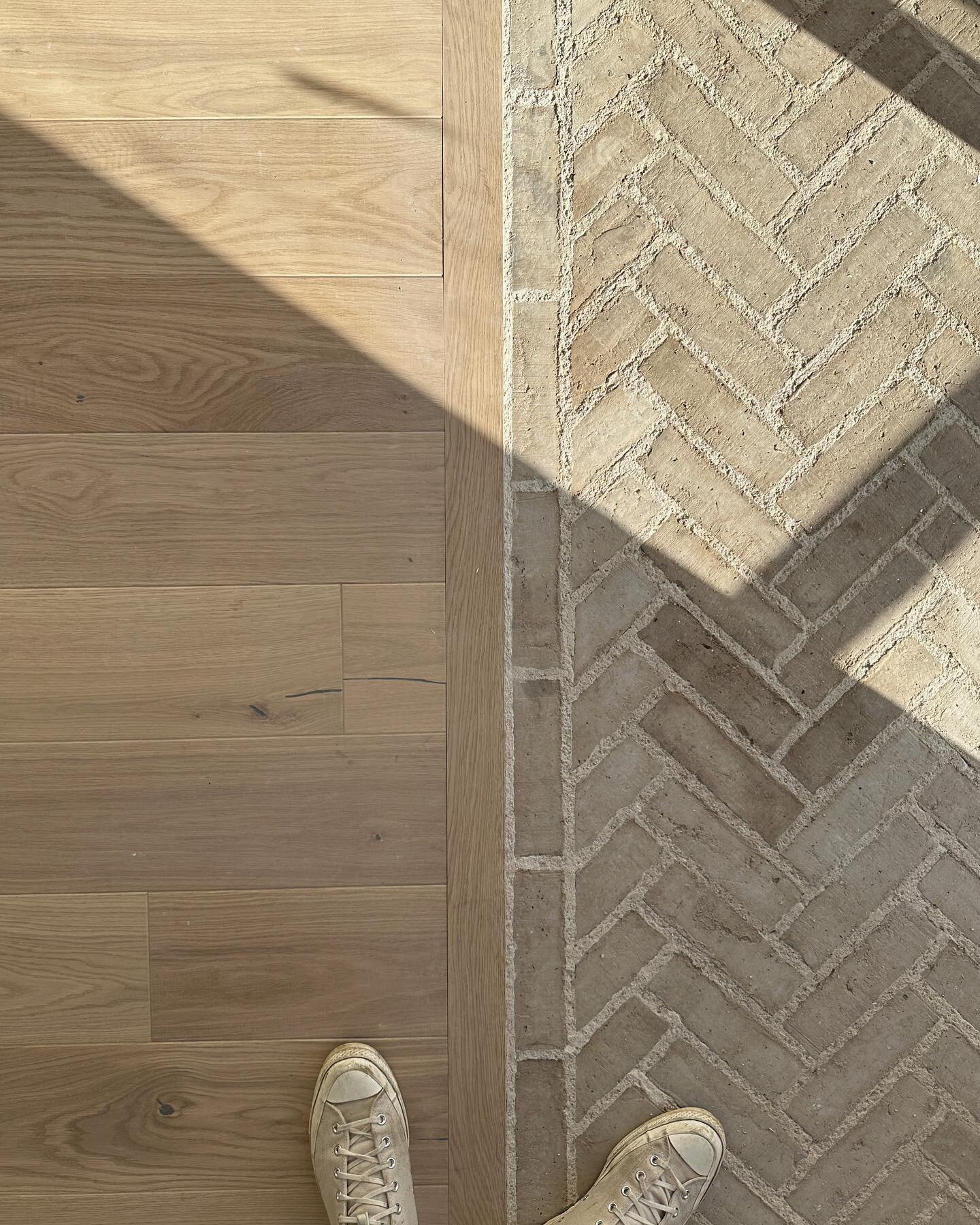Excited to be nearing completion on our west London retrofit, which features oak and brick flooring in various patterns to distinguish different spaces within the home.