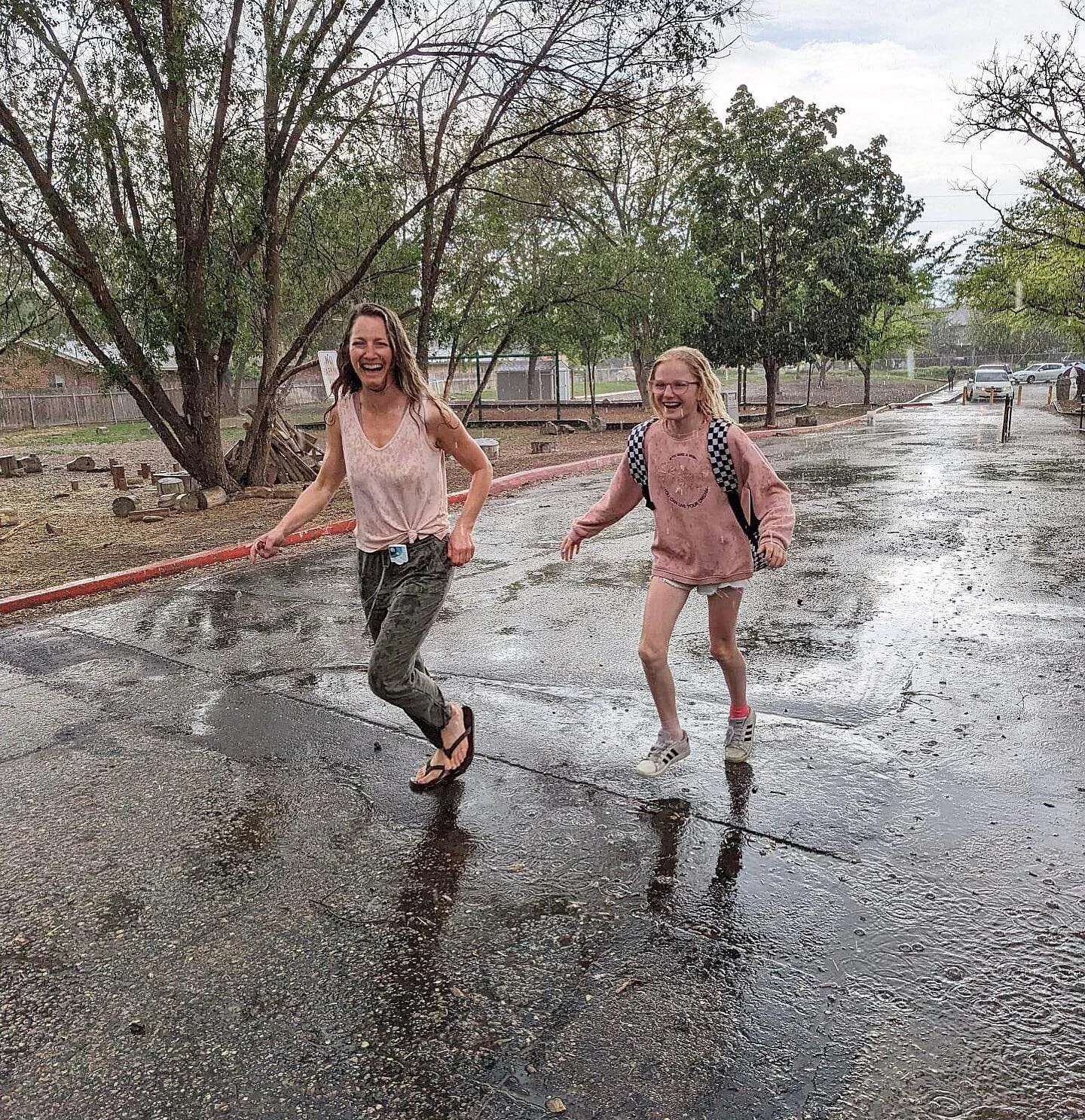 Running through the pouring rain yesterday transported me directly back to being a child, completely absorbed in the present and in awe of sensations.  I loved the feeling of my feet splashing in puddles, clothes soaked, &amp; laughing hysterically w