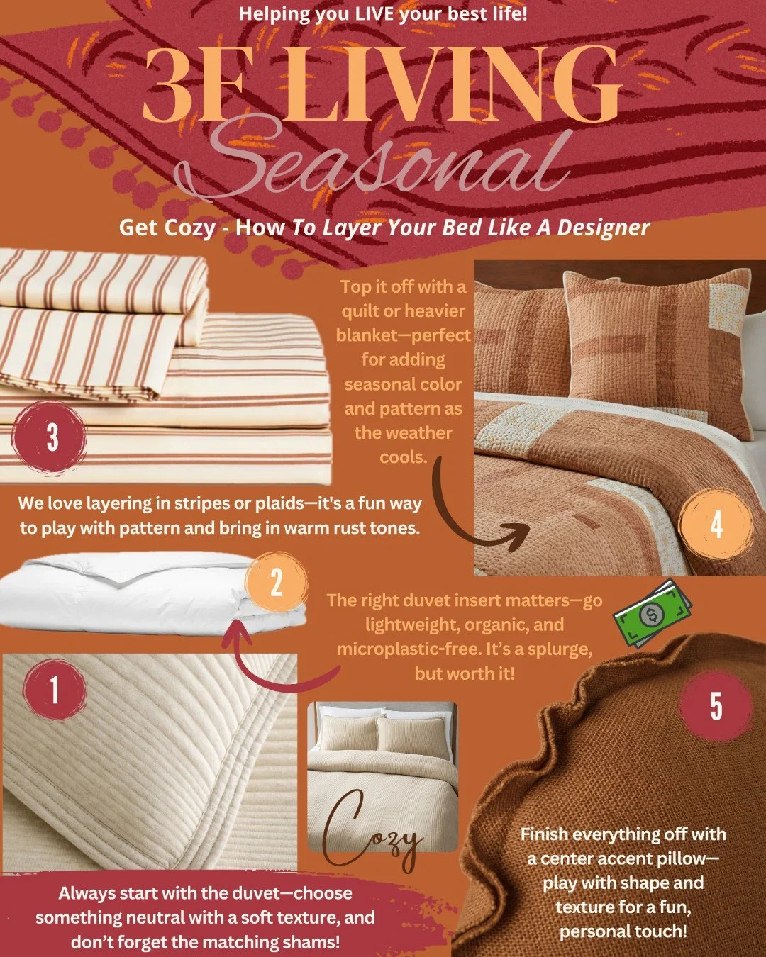 Cozy never looked this good! In our latest home decor newsletter, we&rsquo;re sharing designer-approved tips on how to layer your bed like a pro&mdash;from the perfect mix of textures to the finishing touches that make it feel inviting year-round. 🛏