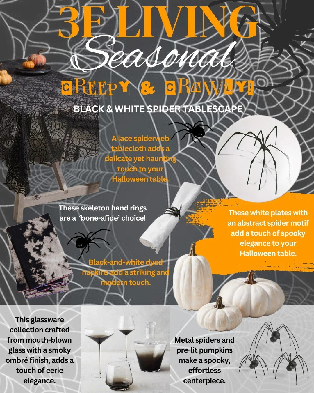 Get ready to spook-tacularly elevate your Halloween table! 🕸️🖤

Our latest blog post is crawling with tips on how to style a table that&rsquo;s equal parts eerie and elegant &mdash; think spider accents, black-and-white drama, and all the fang-tast