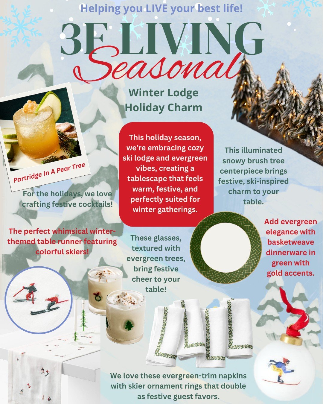 This holiday season, we&rsquo;re bringing cozy ski lodge vibes and evergreen touches to the table ❄️🌲⛷️

Think warm textures, festive greenery, and a tablescape that invites celebration and connection. Perfect for winter gatherings where every detai