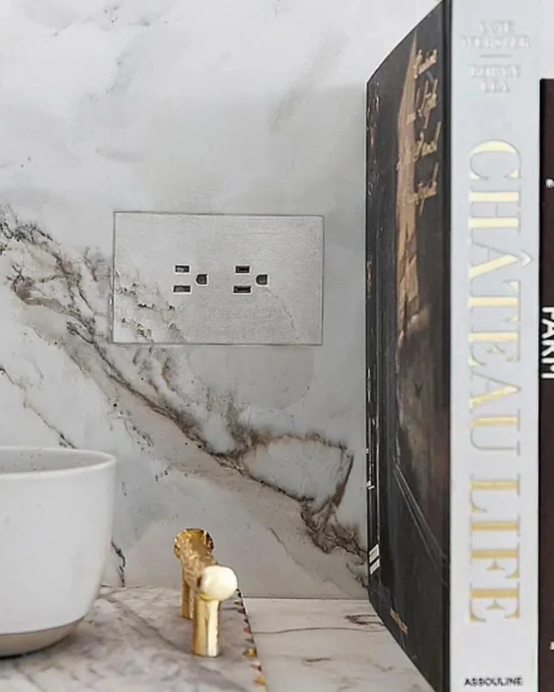 Flush-Mount Outlet, Seamless Design 😍

Installing a flush-mount outlet directly into your stone backsplash and carefully faux-finishing it to match the surrounding surface is a true design detail. It takes skill and artistry to make functionality di