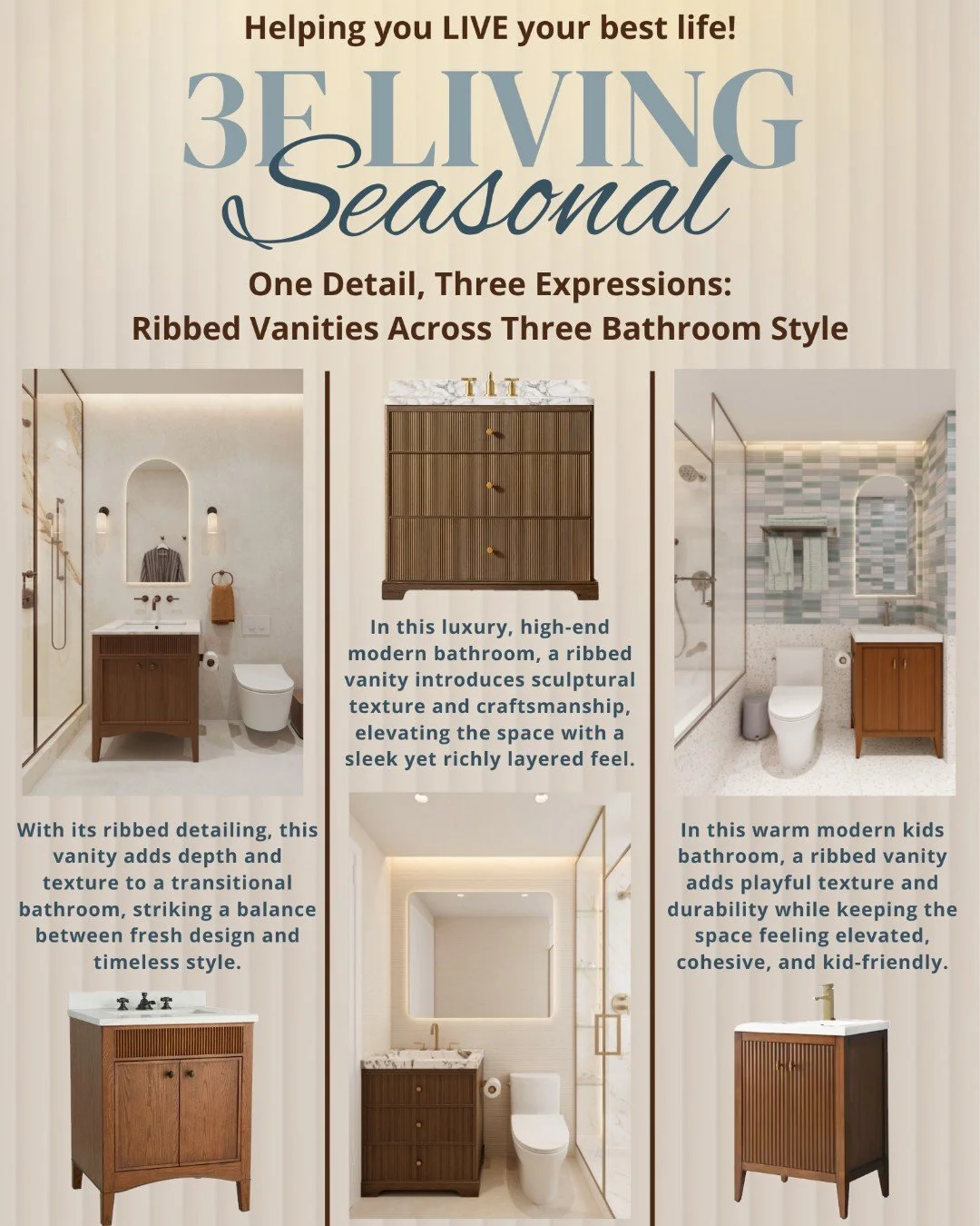 ✨ New on the blog! Ribbed vanities aren&rsquo;t just a trend&mdash;they&rsquo;re a design detail that elevates any bathroom. 🛁  From modern minimal to cozy transitional to luxe contemporary, we&rsquo;re breaking down three styles and showing how thi