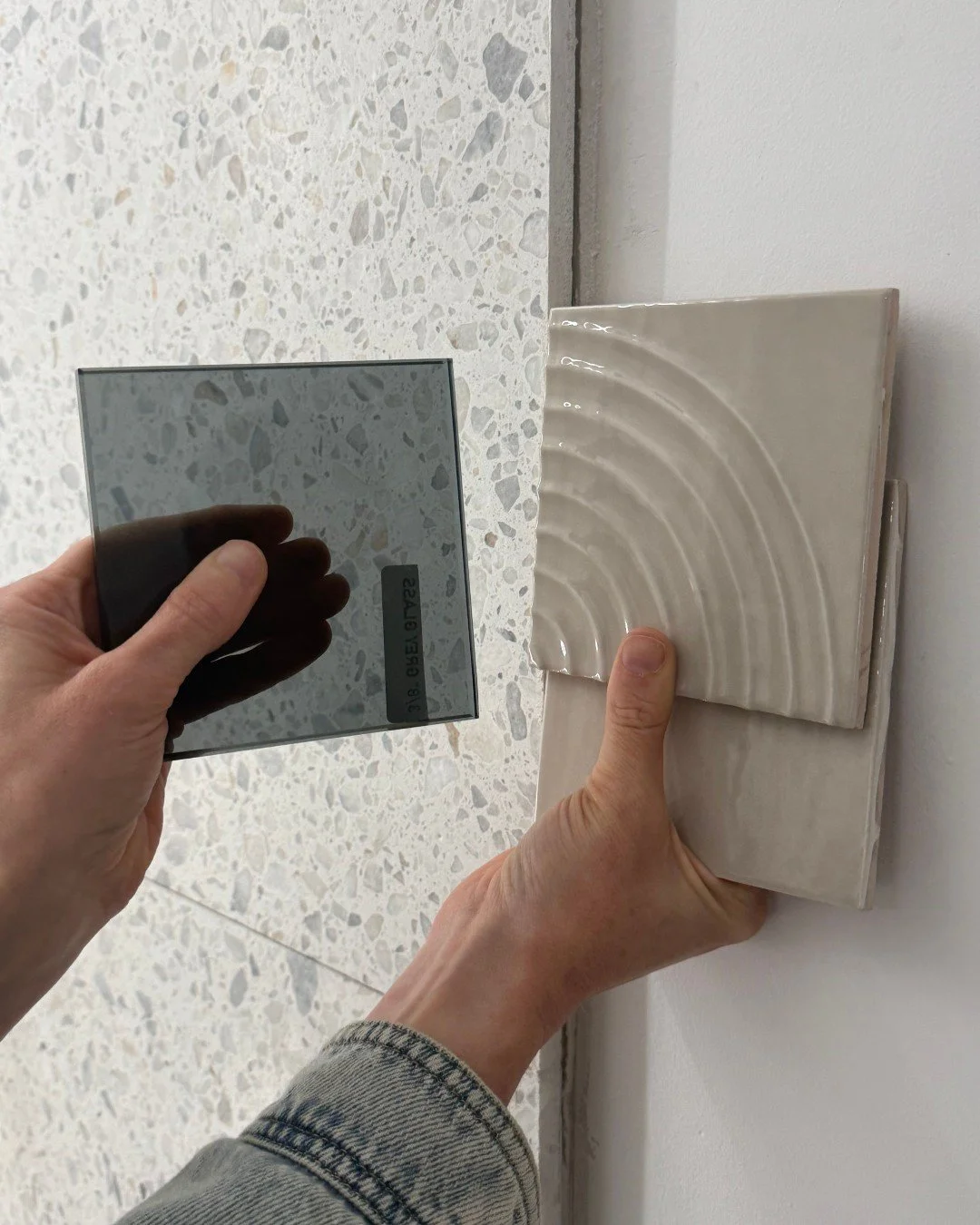 It isn't just about selecting beautiful materials&mdash;it's in having a plan for how they all come together.

For this bathroom, we're pairing the Swirl Collection with a custom layout designed to create a wallpaper-like feature wall full of movemen