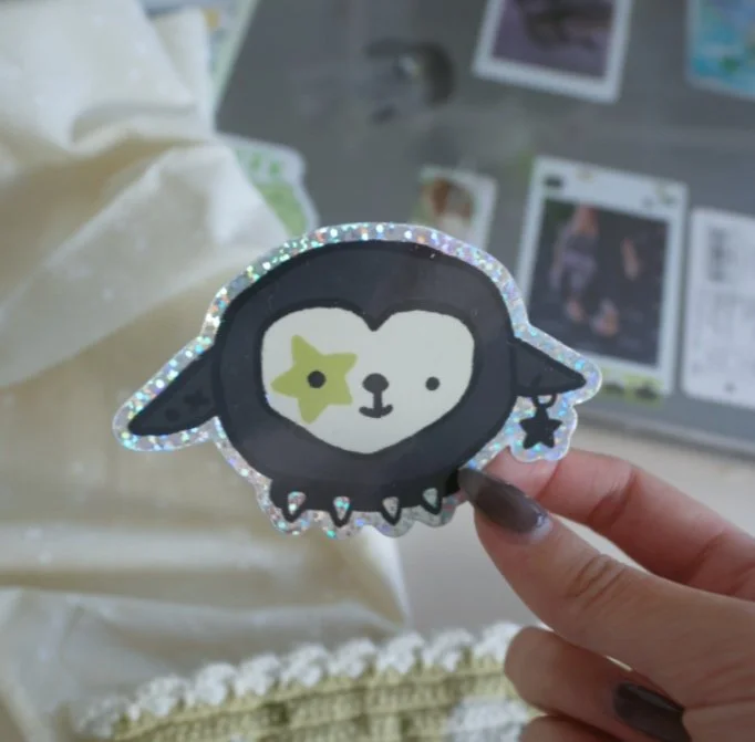 Punk Lamby Large Sparkle Sticker!