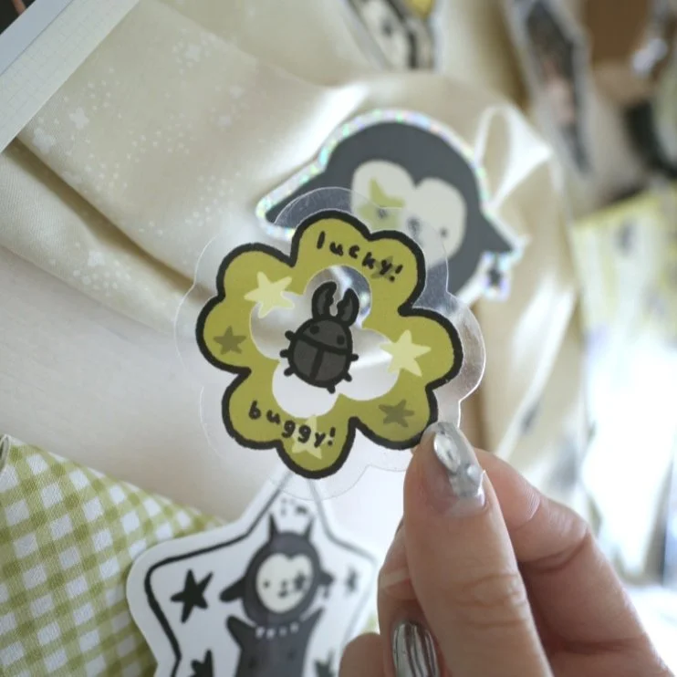 Lucky Buggy Clover Clear Sticker!