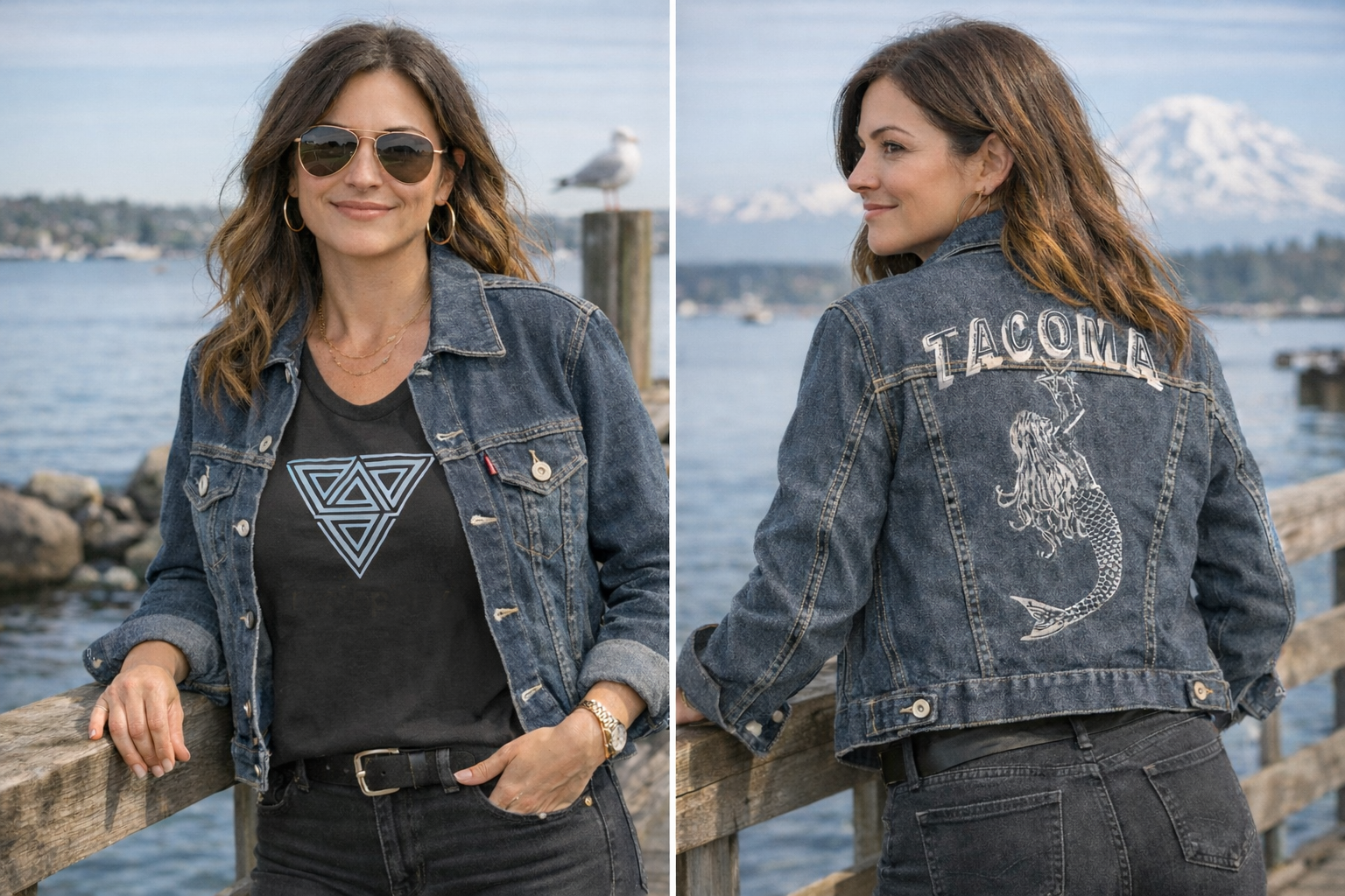 One of One · Upcycled Vintage Levi’s Dry Goods Trucker — Tacoma Mermaid Edition / Size M