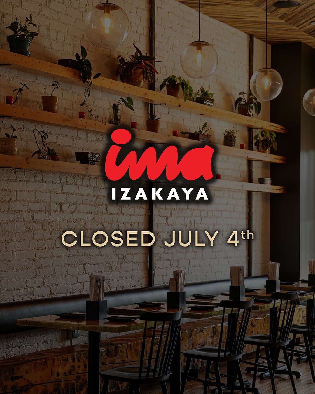 We are closed on July 4th and will be open for regular business hours on July 5th.
