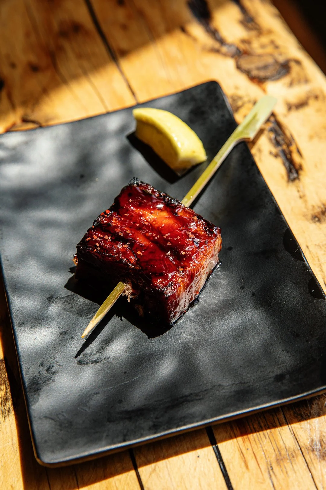 Smoked Pork Belly Robata Grill skewer