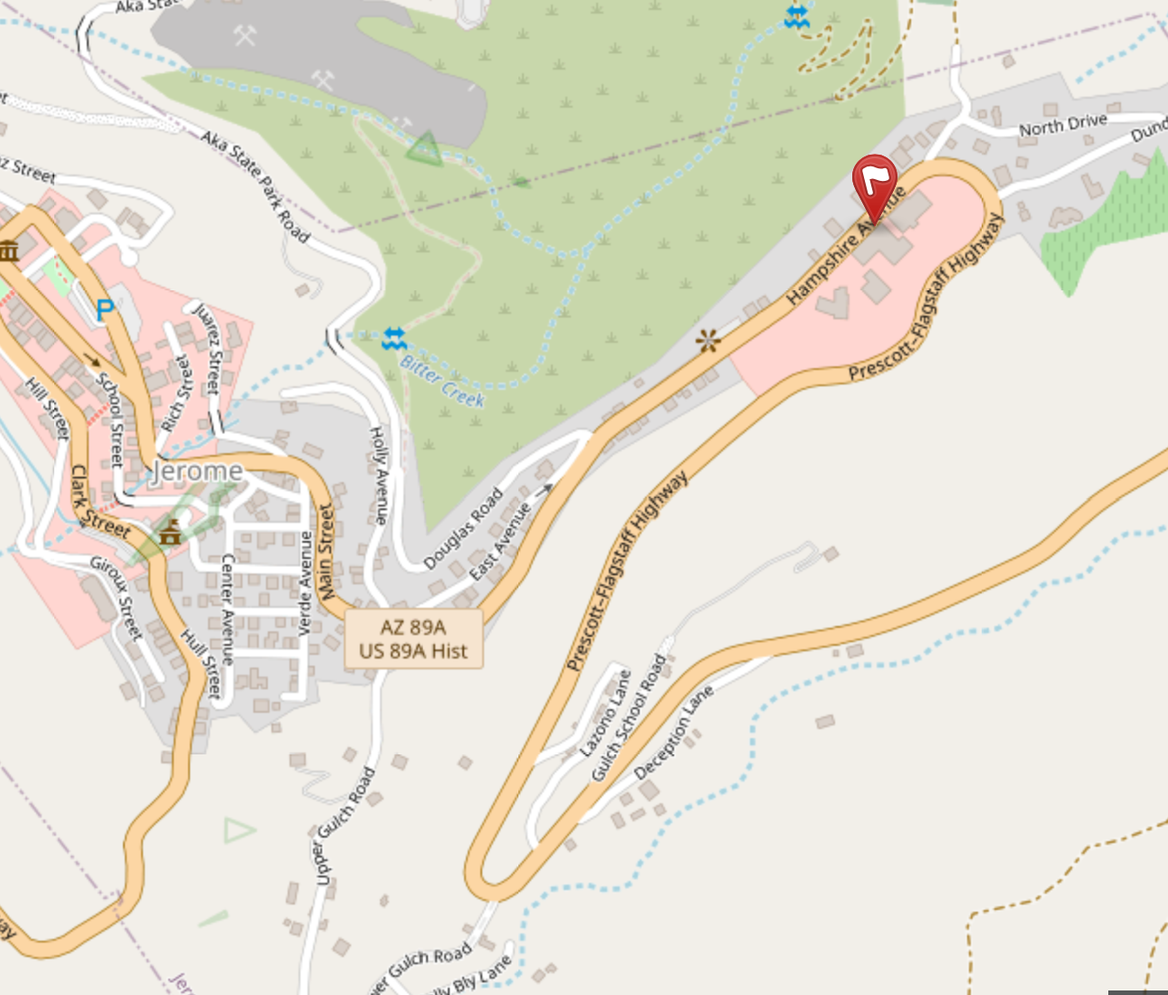 close up map of Jerome