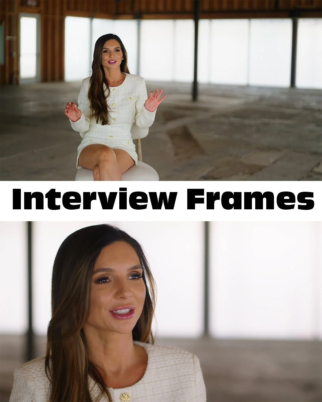 NO LIGHTS!!! 

Well no additional lighting was needed when shooting this interview. We simply add a little negative fill to increase our contrast ratio and put some more shape on her face. We had the best key light which was an entire wall of frosted