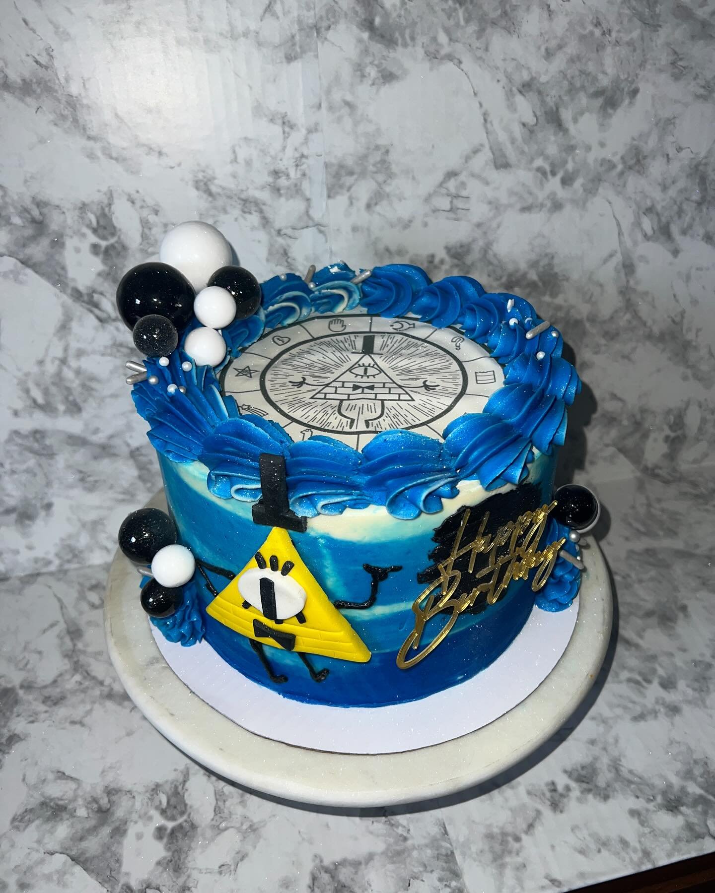 First time I&rsquo;ve ever received a request for a Bill Cipher cake- had to do some research to get this one right! 

#cakedecoration #cakedecorating #cakedesign #cakeofinstagram #bakery #baking