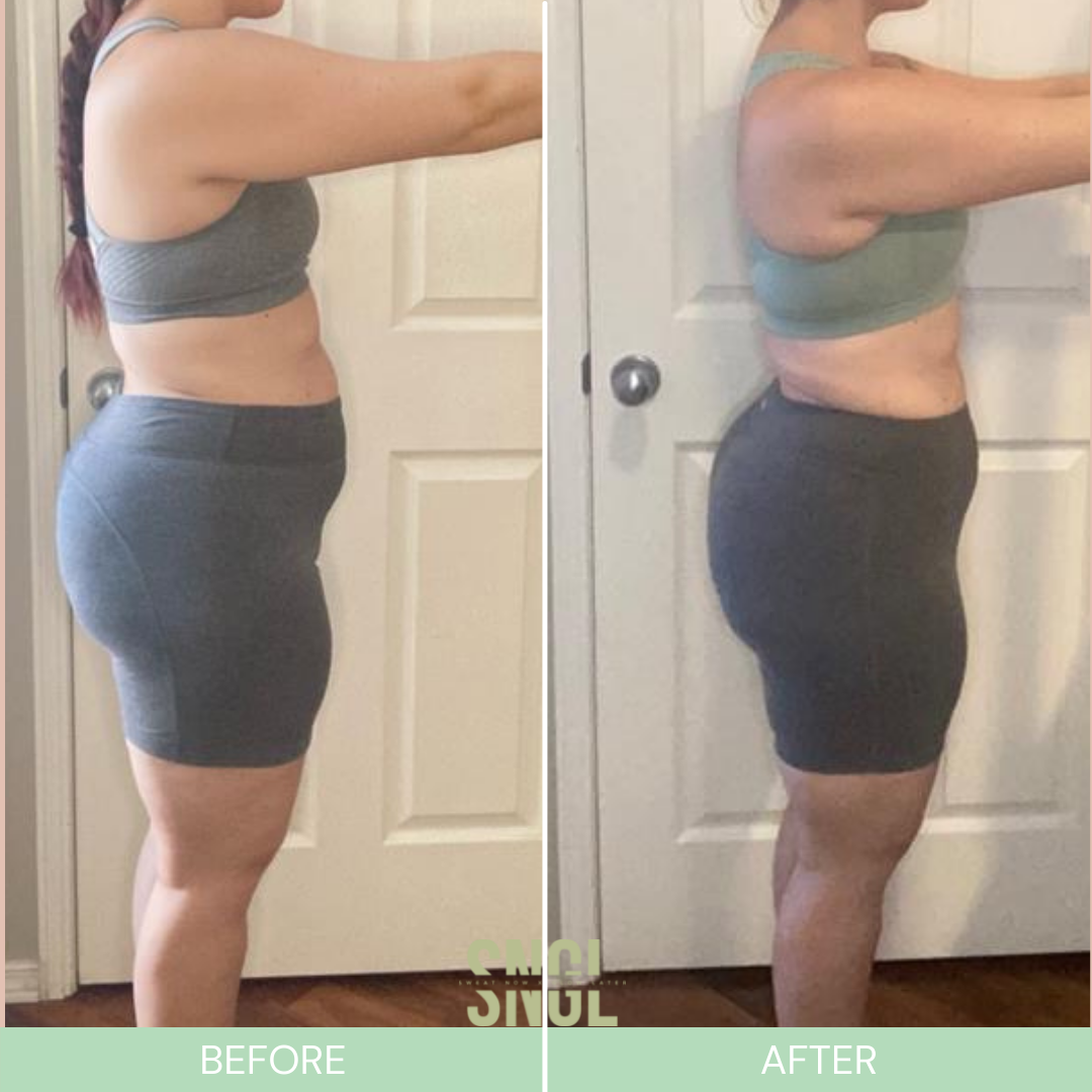 Before and after body recomposition results UAthletica Calgary personal trainer
